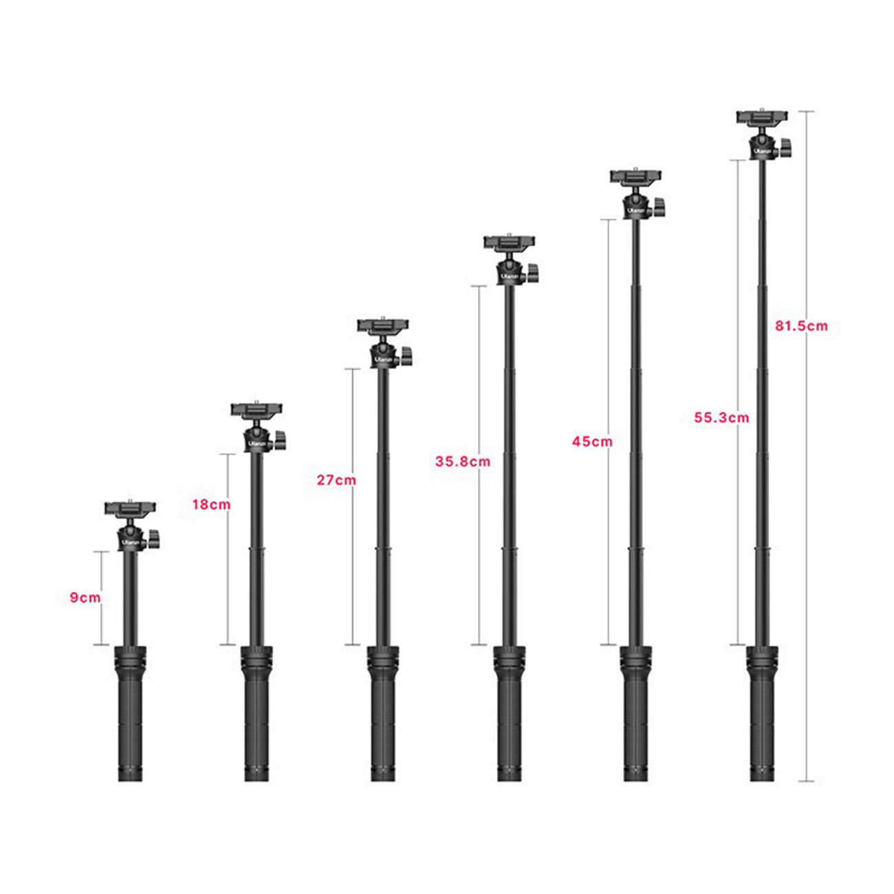 نمای باز شده مونوپاد دوربین و موبایل اولانزی Ulanzi MT-34 Multi-functional Extendable Tripod