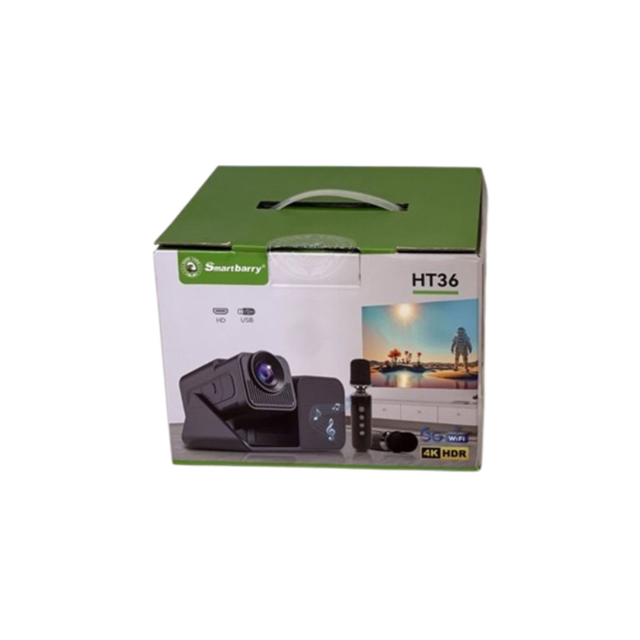 نمای جعبه ویدئو پروژکتور اسمارت بری Smart Barry HT36 Portable Video Projector