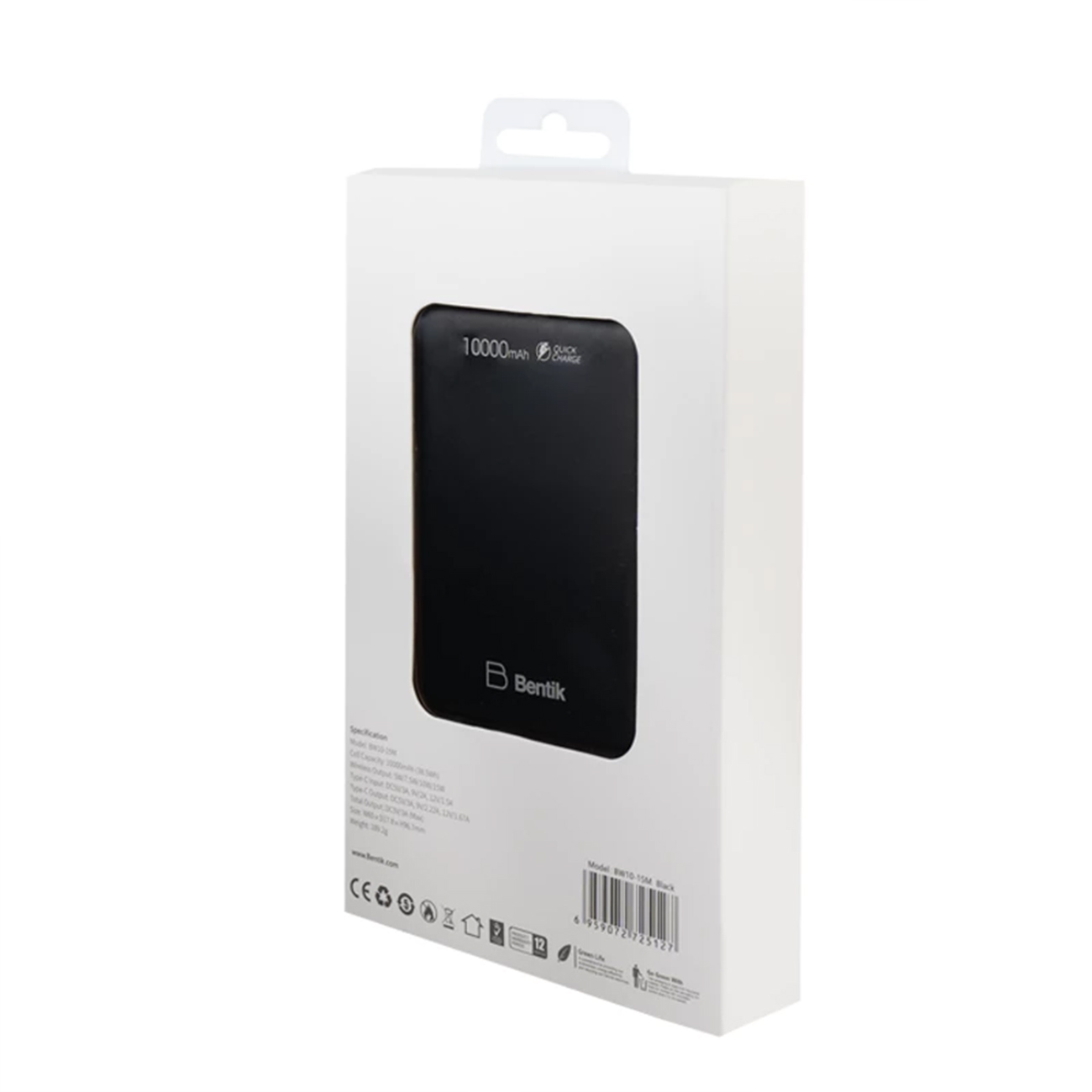عکس از جعبه پاور بانک بیسیم بنتیک مشکی Bentik BW10-15M 10000mAh Power Bank Black