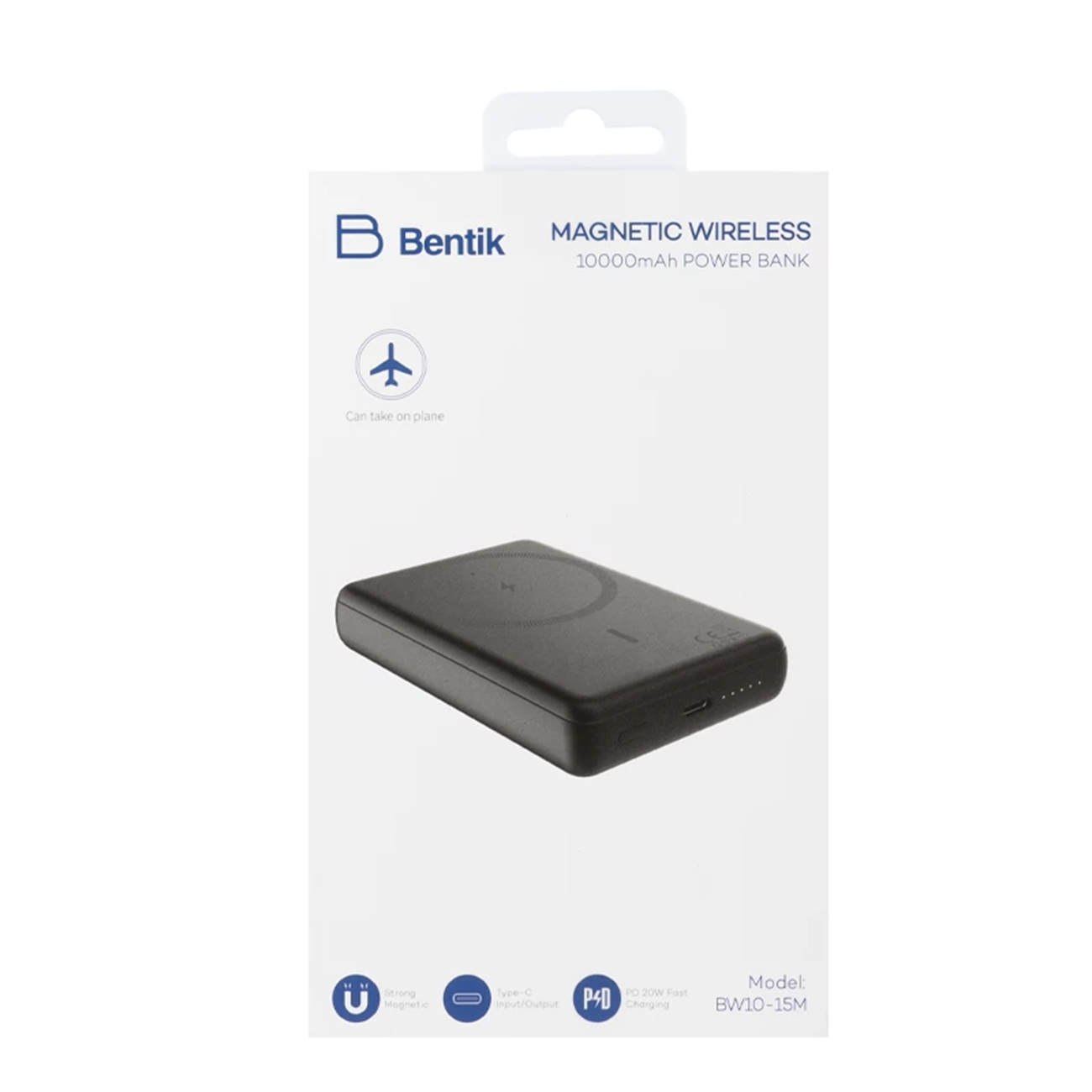 عکس از جعبه پاور بانک بیسیم بنتیک مشکی Bentik BW10-15M 10000mAh Power Bank Black