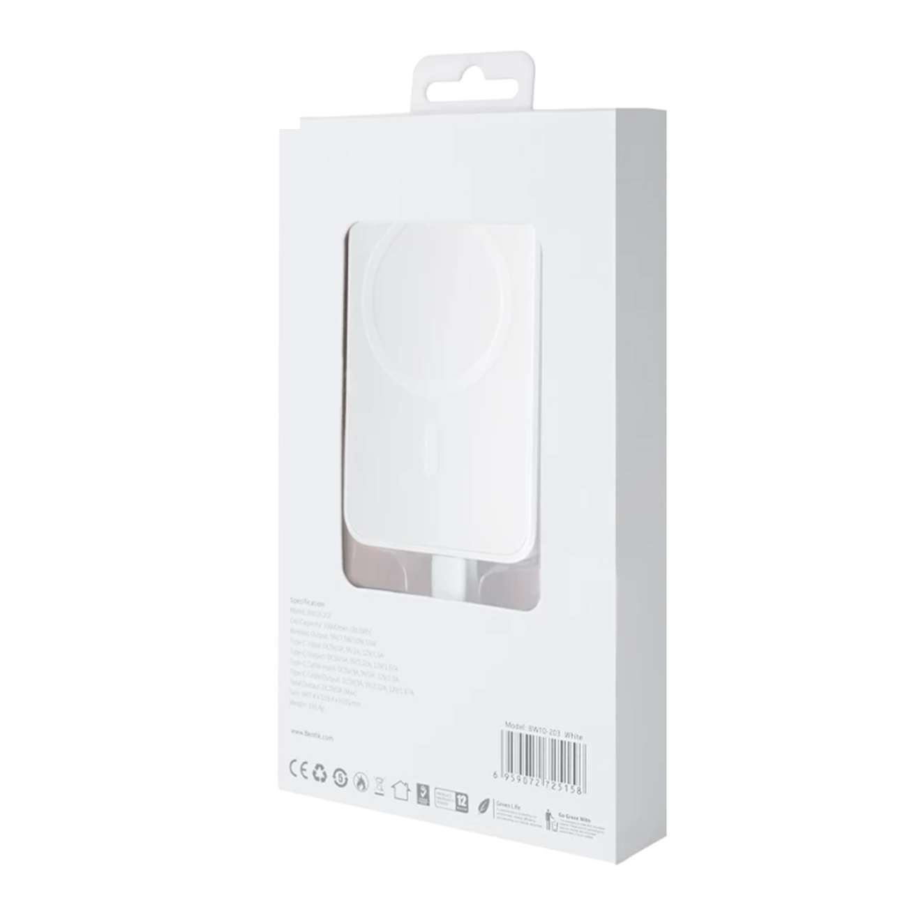 عکس از جعبه پاور بانک بیسیم بنتیک سفید Bentik BW10-203 10000mAh Power Bank White