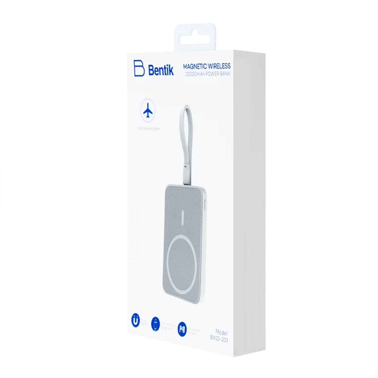 عکس از جعبه پاور بانک بیسیم بنتیک سفید Bentik BW10-203 10000mAh Power Bank White