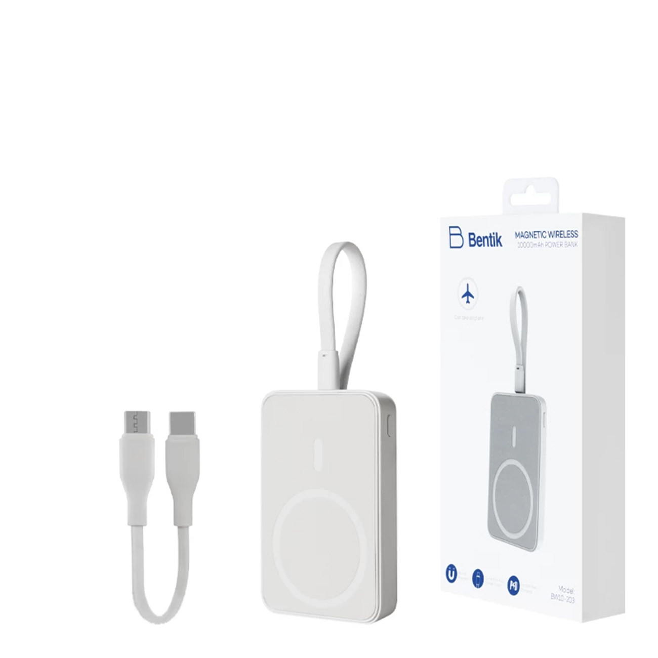 عکس از محتویات پاور بانک بیسیم بنتیک سفید Bentik BW10-203 10000mAh Power Bank White
