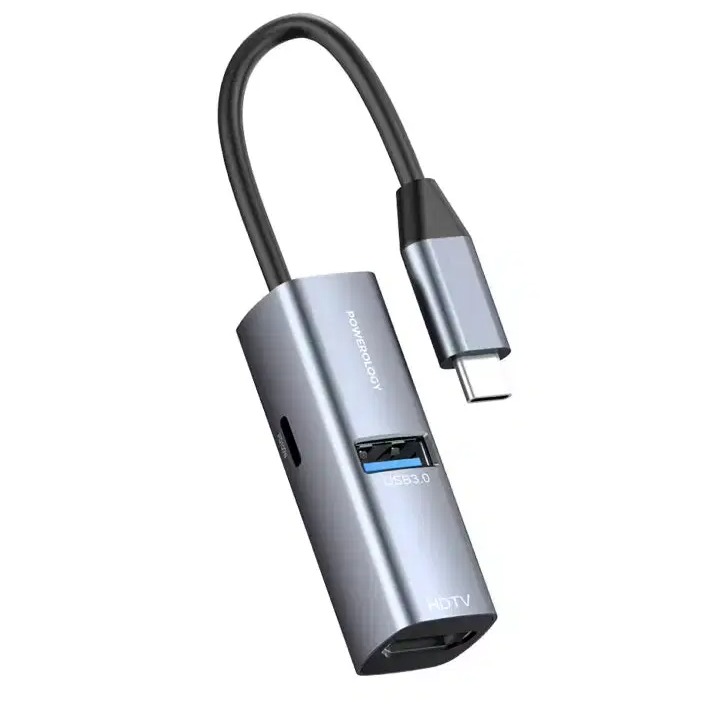 هاب تایپ سی پاورولوژی Powerology Aluminum PWJT424BK Mini USB-C Hub