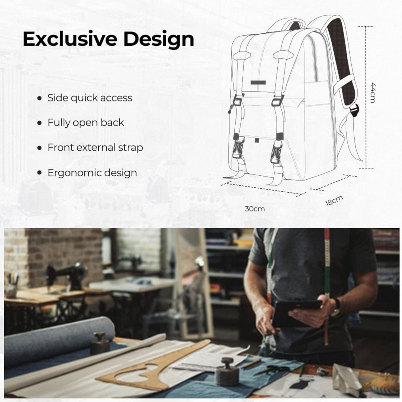 نمای طراحی کوله پشتی دوربین کی اند اف K&F Concept KF13.087AV11 Camera Backpack
