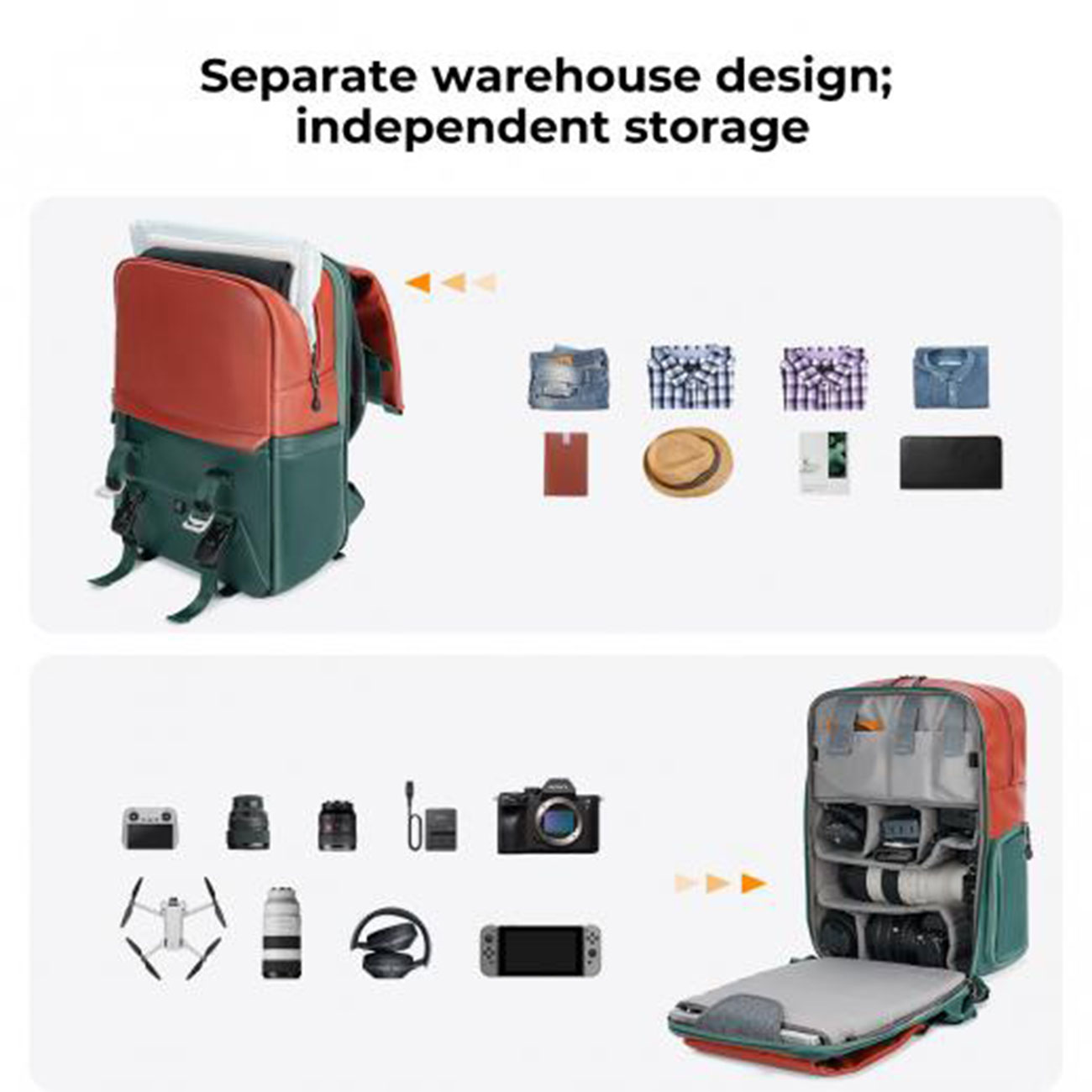 نمای کاربردی از کوله پشتی کی اند اف K&F Concept KF13.087AV8 Camera Backpack
