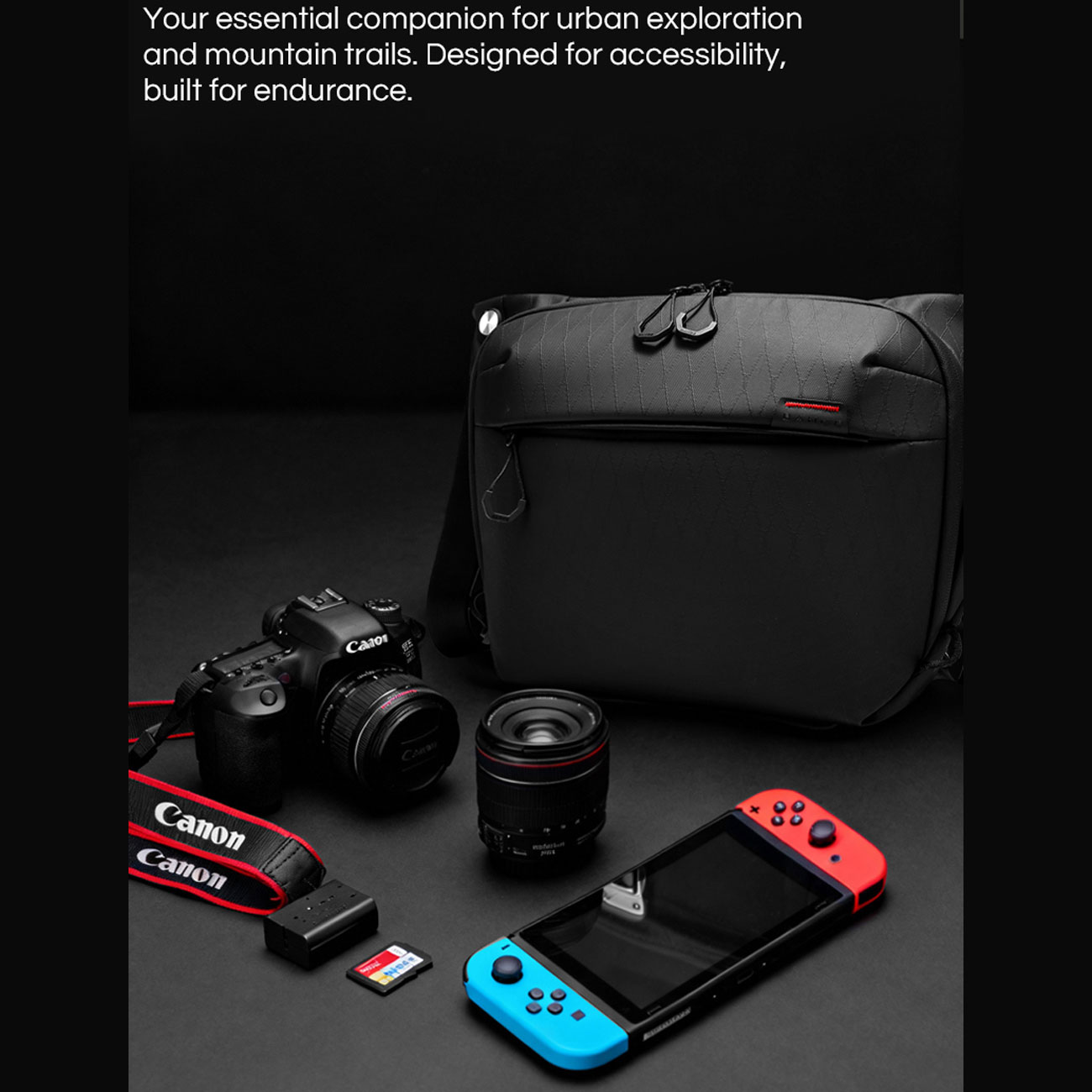 نمای کاربردی کیف دوربین بنج Bange XJ328 with Tripod Strap Camera Sling Bag