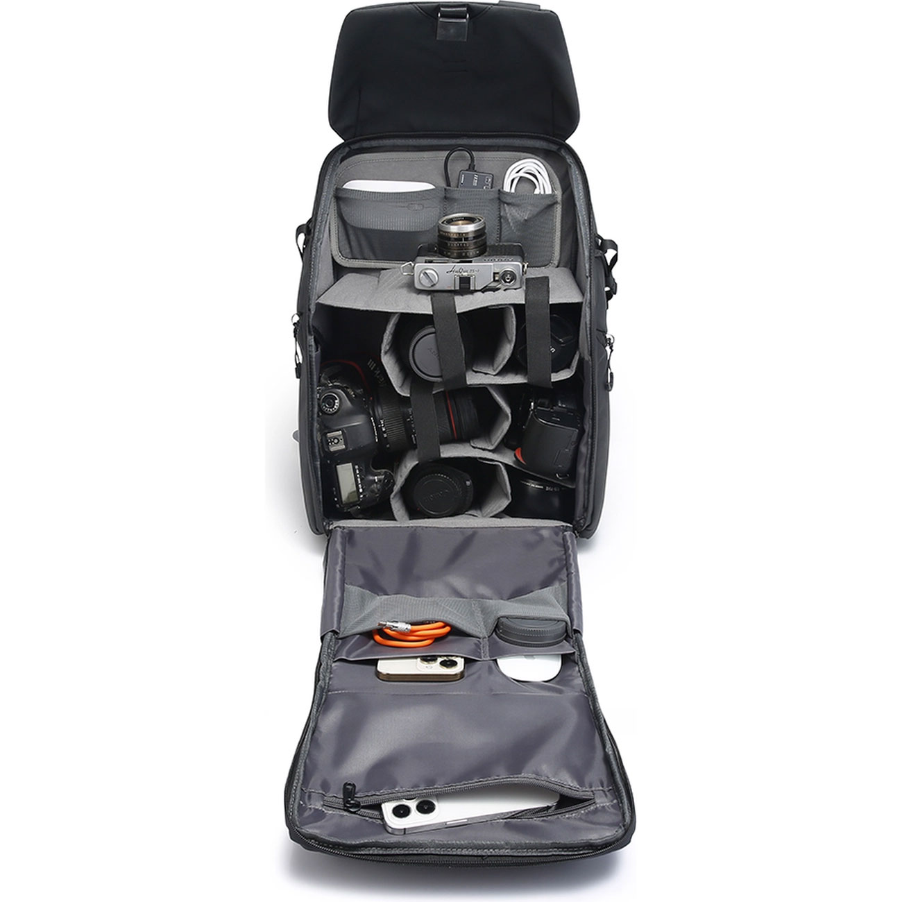 نمای داخلی از کوله‌ پشتی بنج Bange XJ327 Camera backpack