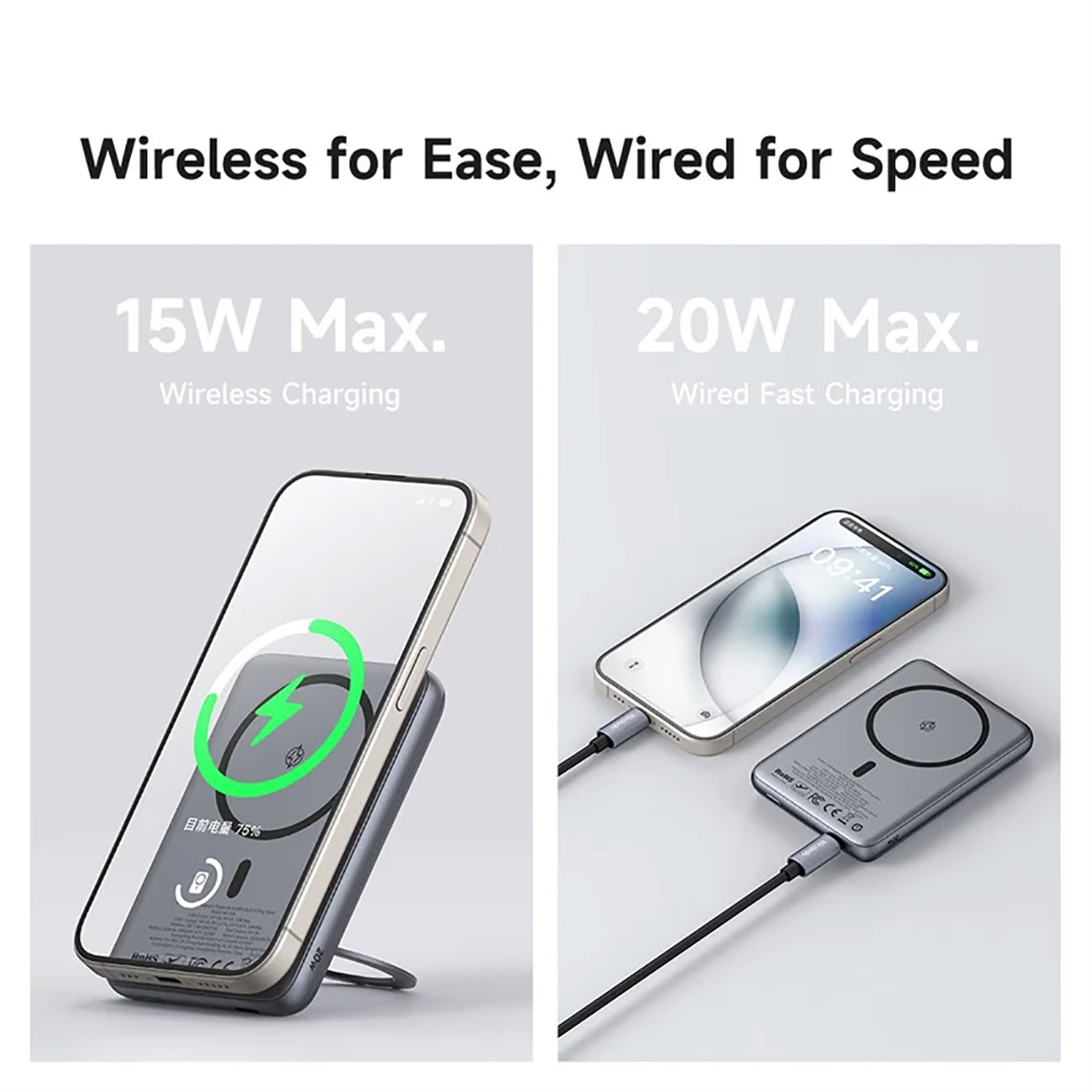 نمای کاربردی از پاوربانک مک دودو MCdodo MC-836 5000mAh 15W Magnetic Wireless & 20W PD Ultra-Thin Pow