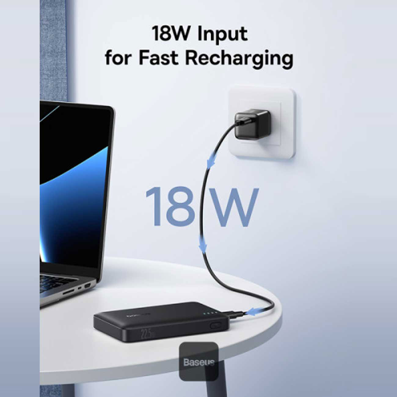 نمای کاربردی پاور بانک بیسوس Baseus FP21 EnerFill 10000mAh 22.5W PD Fast Charging Power Bank Black