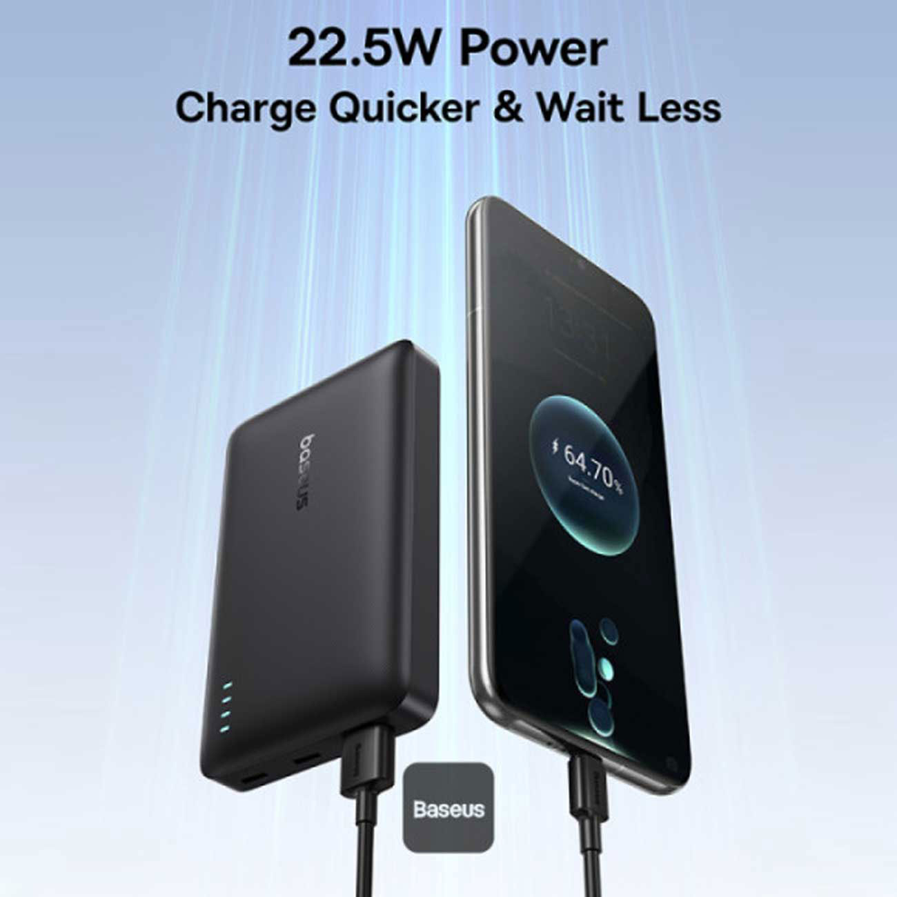 نمای کاربردی پاوربانک Baseus FP21 EnerFill 10000mAh 22.5W PD Fast Charging Power Bank Black