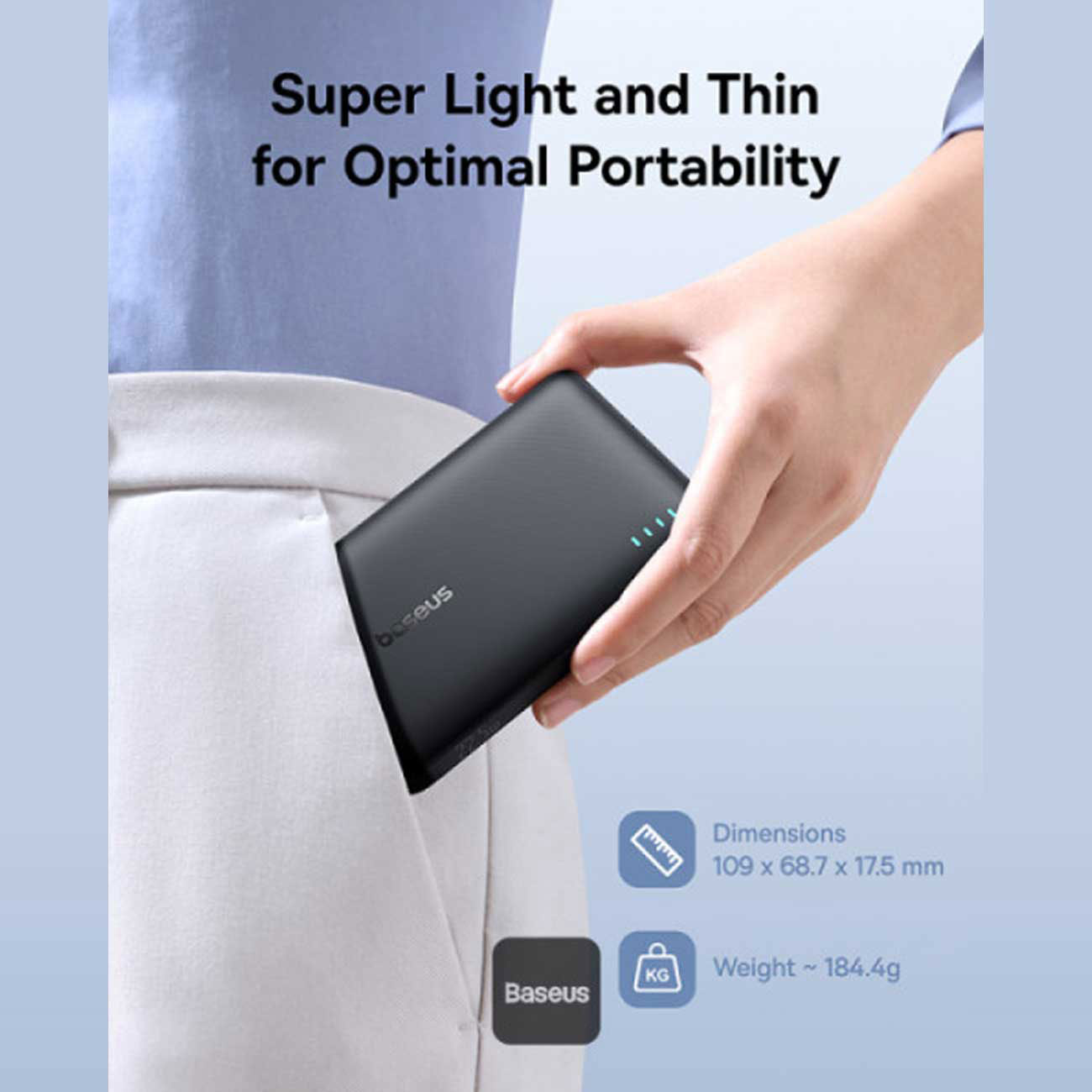 نمای کاربردی از پاوربانک بیسوس Baseus FP21 EnerFill 10000mAh 22.5W PD Fast Charging Power Bank Black