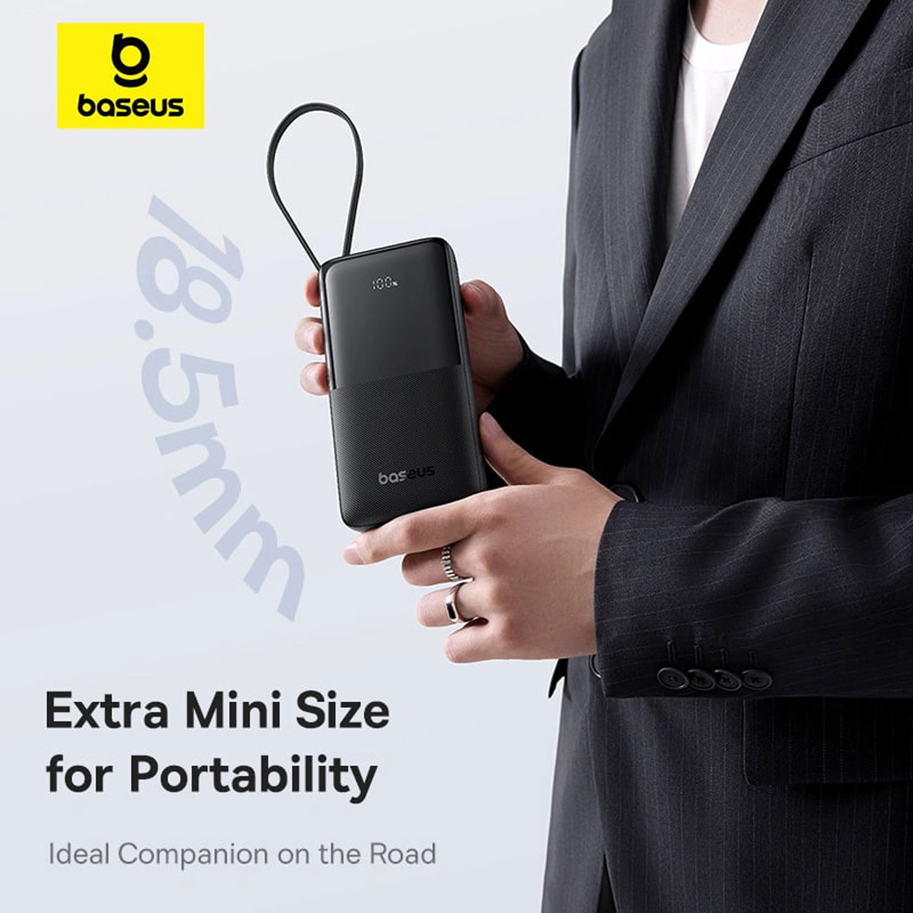 نمای کاربردی از پاوربانک بیسوس Baseus PPBD2-1W20 P10077101113 Bipow 2 10000mAh with Built-In USB-C C