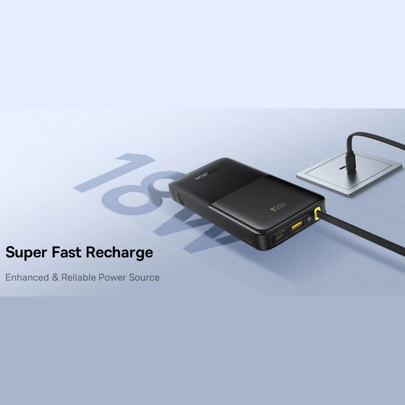 نمای کاربردی از پاوربانک تایپ‌سی بیسوس Baseus PPBD2-1W20 P10077101113 Bipow 2 10000mAh with Built-In
