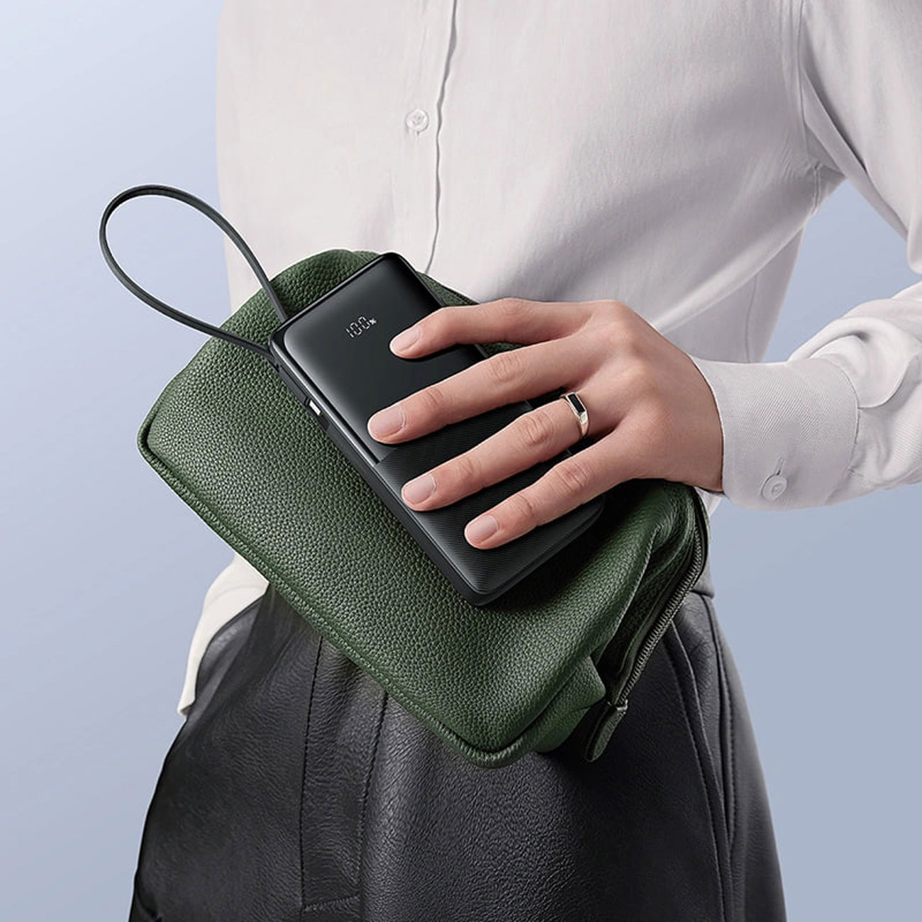 نمای کاربردی پاوربانک Baseus PPBD2-1W20 P10077101113 Bipow 2 10000mAh with Built-In USB-C Cable 20W 