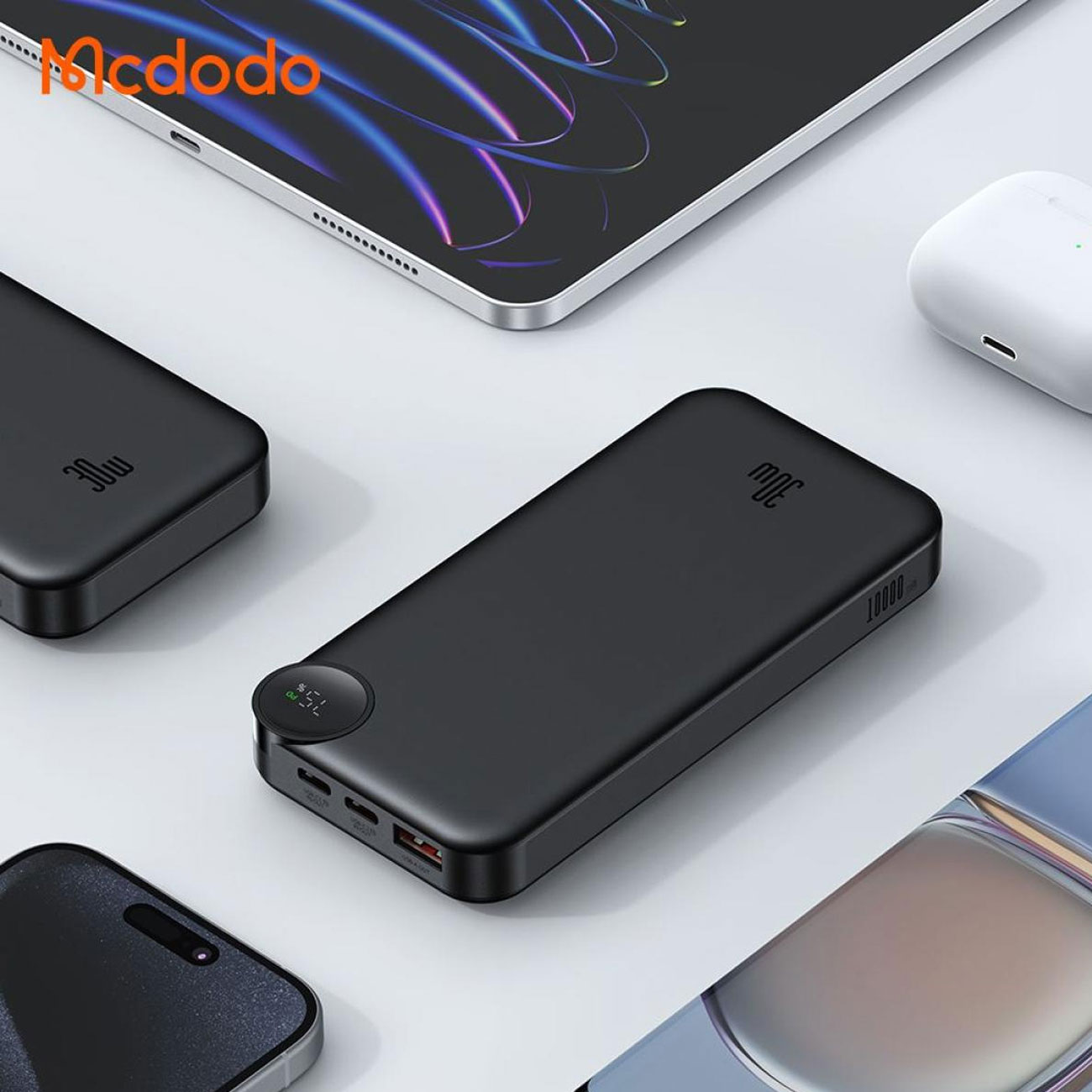 نمای کاربردی پاوربانک مکدودو Mcdodo MC-3850 30W 10000mAh Digital Display Power Bank