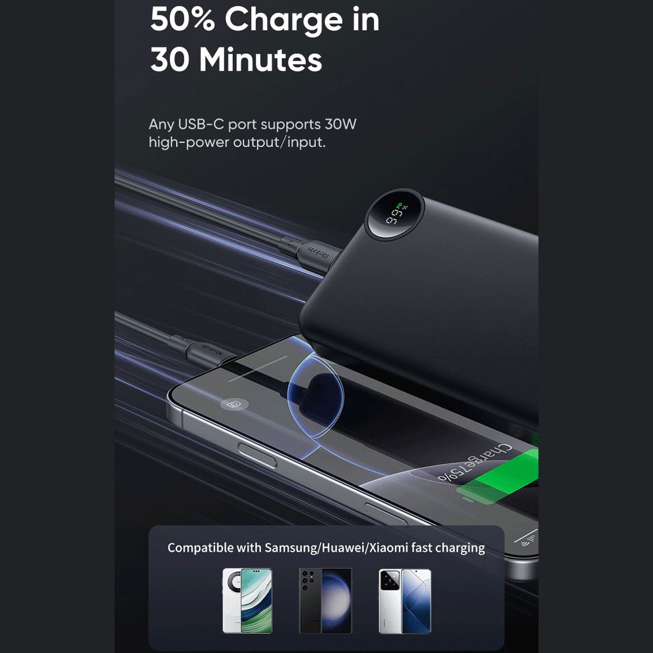 نمای کاربردی از پاوربانک مک Mcdodo MC-3850 30W 10000mAh Digital Display Power Bank