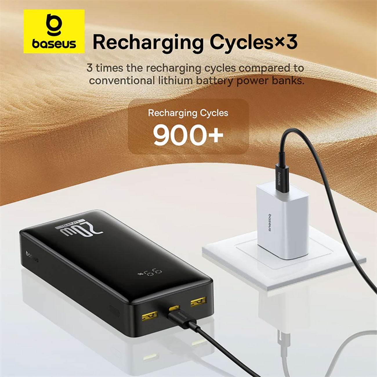 نمای کاربردی از پاور بانک بیسوس Baseus LifePo4 PPLP184 20W 18400mAh Power Bank