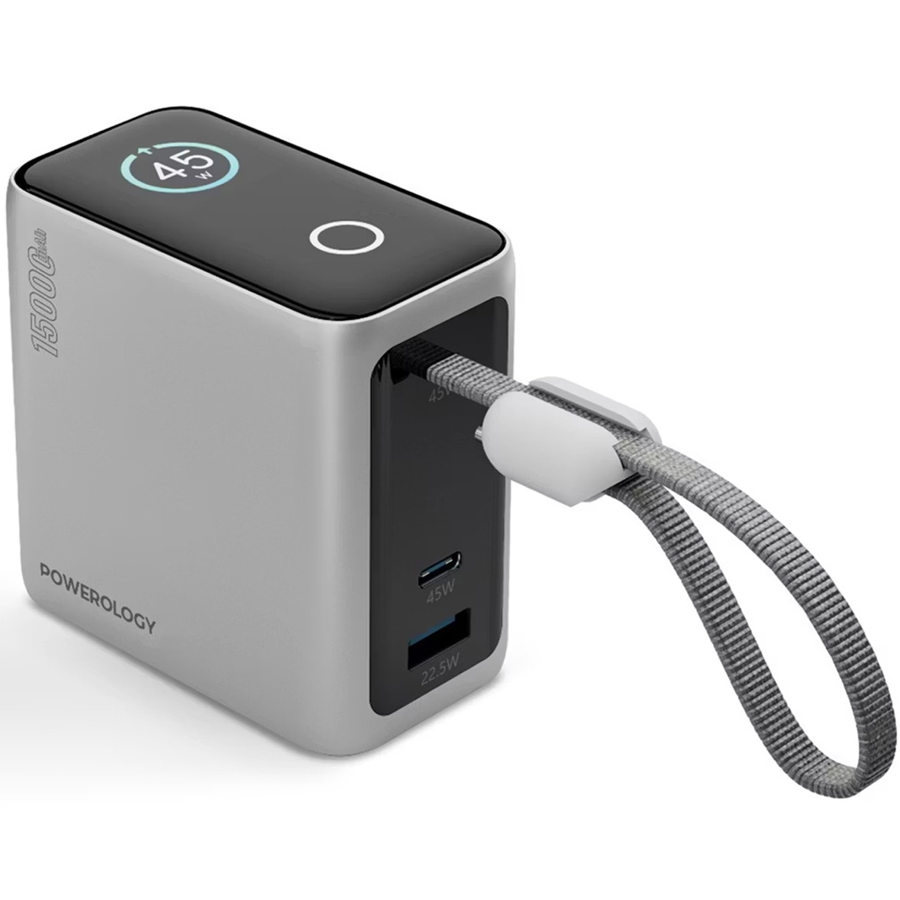 پاوربانک پاورولوژی Powerology PPBCHA60 15000mAh Mini Power Bank Gray