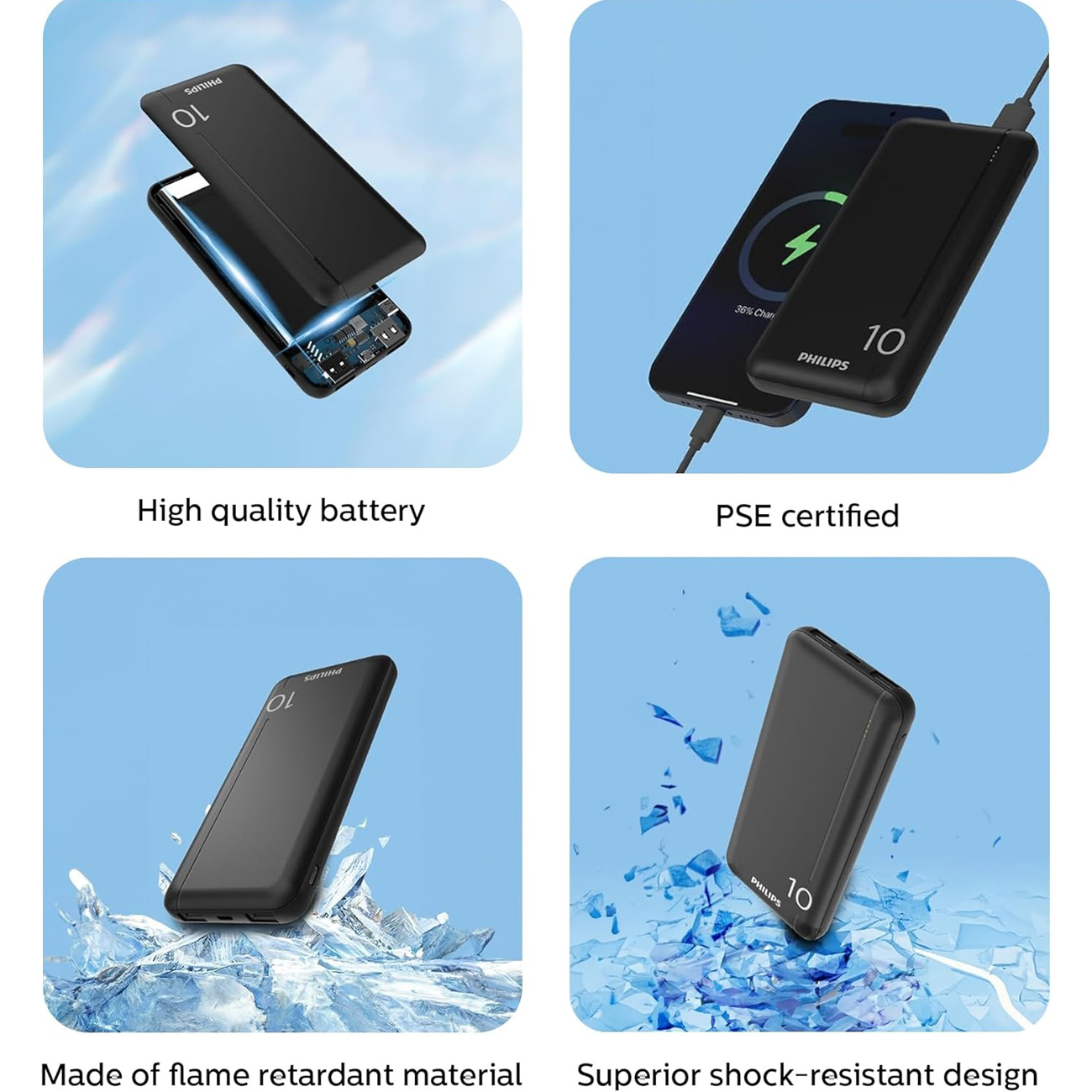 نمای کاربردی پاوربانک توان 20 وات فیلیپس Philips DLP1812PB 20W 10000mAh Power Bank