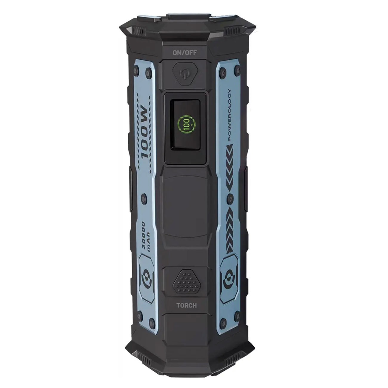 پاوربانک پاورولوژی Powerology PPBCHA91BK Torchpower 20000mAh 100W with 100 Lumens Flashlight Power Bank