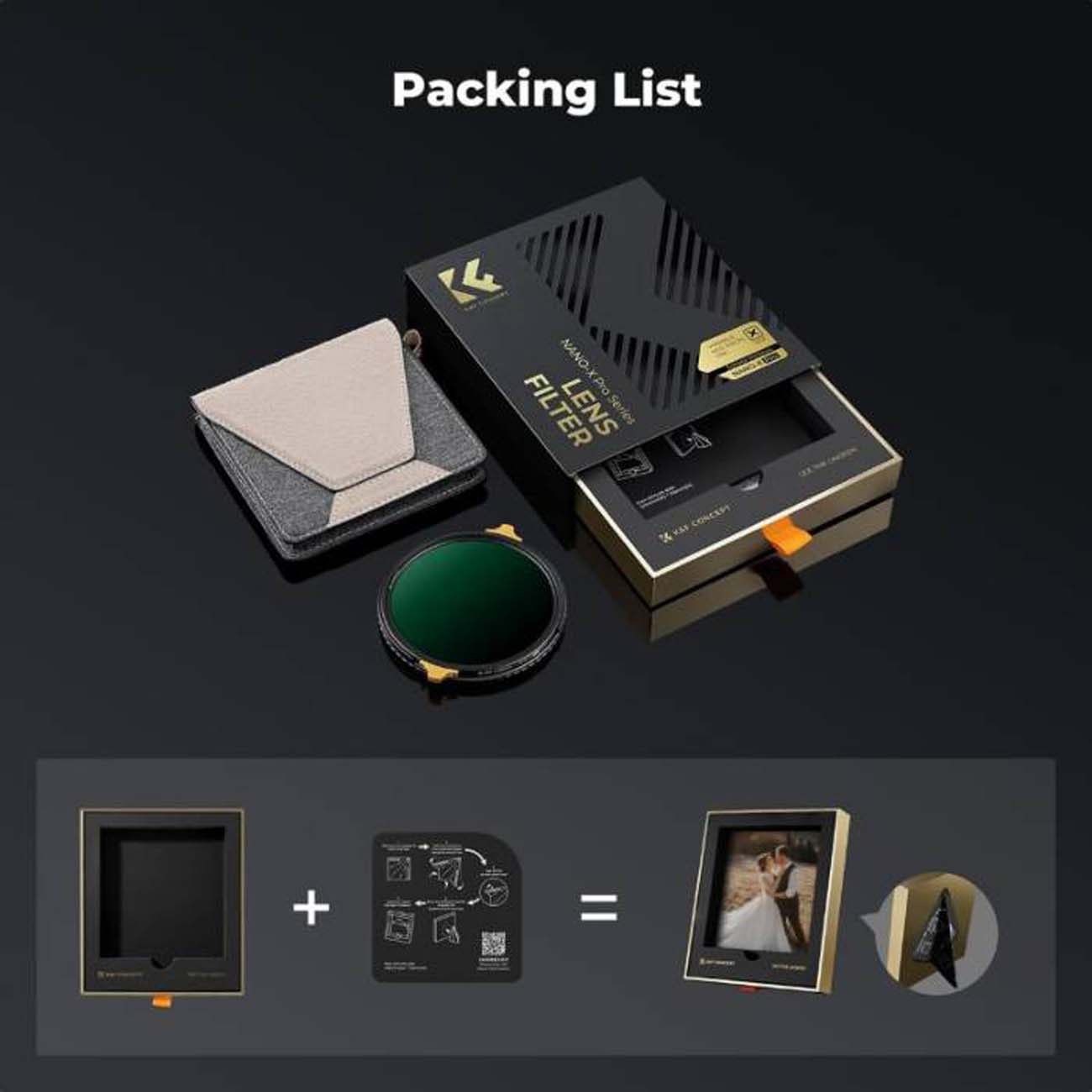 نمای کاربردی از فیلتر لنز K&F Concept Variable ND2-32 & CPL Copper MRC Nano X-Pro 77MM No X-Cross Sh