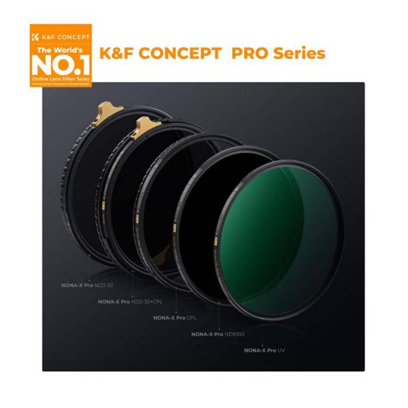 نمای کاربردی فیلتر لنز K&F Concept Variable ND2-32 & CPL Copper MRC Nano X-Pro 77MM No X-Cross Shado