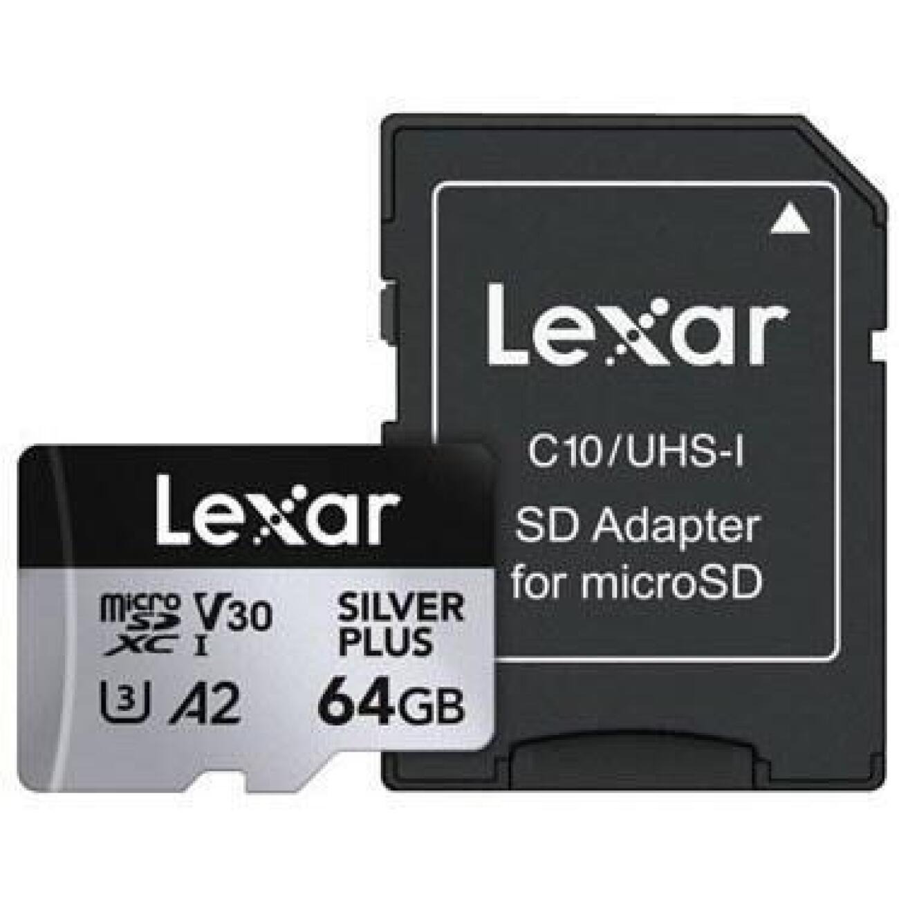 کارت حافظه لکسار Lexar Silver Plus 64GB microSDXC A2 UHS‑I U3 205MB/s SD Adapter Memory Card