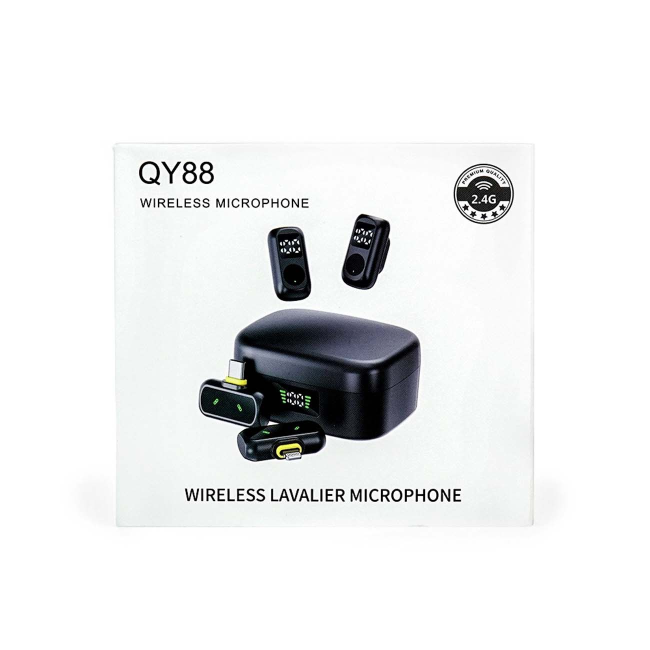 نمای جعبه میکروفون بی سیم QY88 Wireless Microphone Black