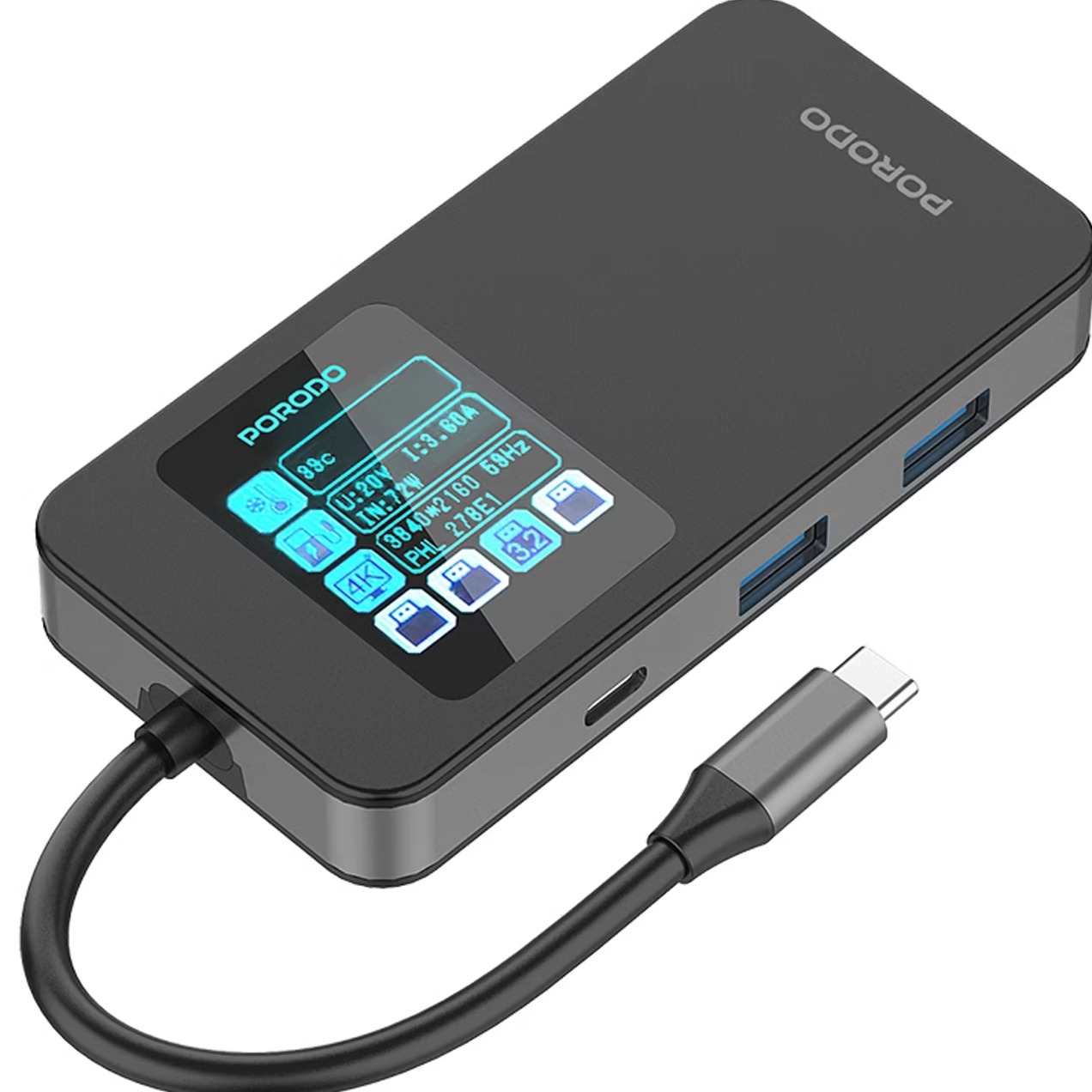 هاب تایپ سی 6 پورت پرودو Porodo Multi-Port USB-C Hub PDTC630GY
