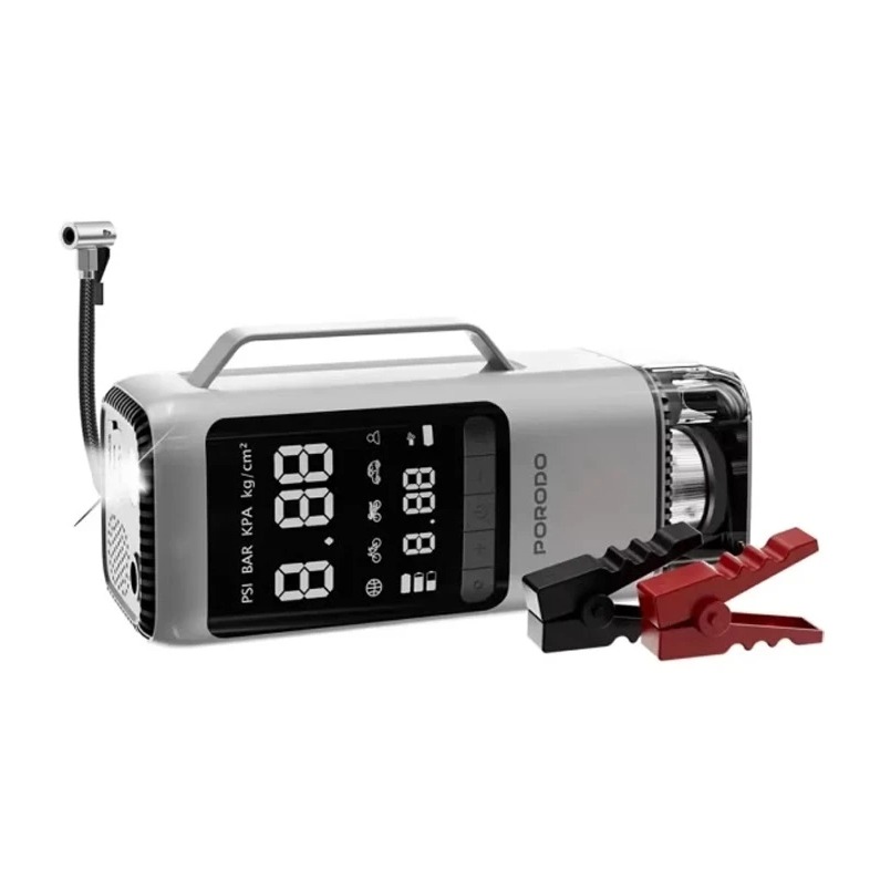 دستگاه جامپ استارتر و پمپ باد چندکاره خودرو پورودو Porodo 6-in-1 Multi Function Power Tool PDPBFCH091BKGR