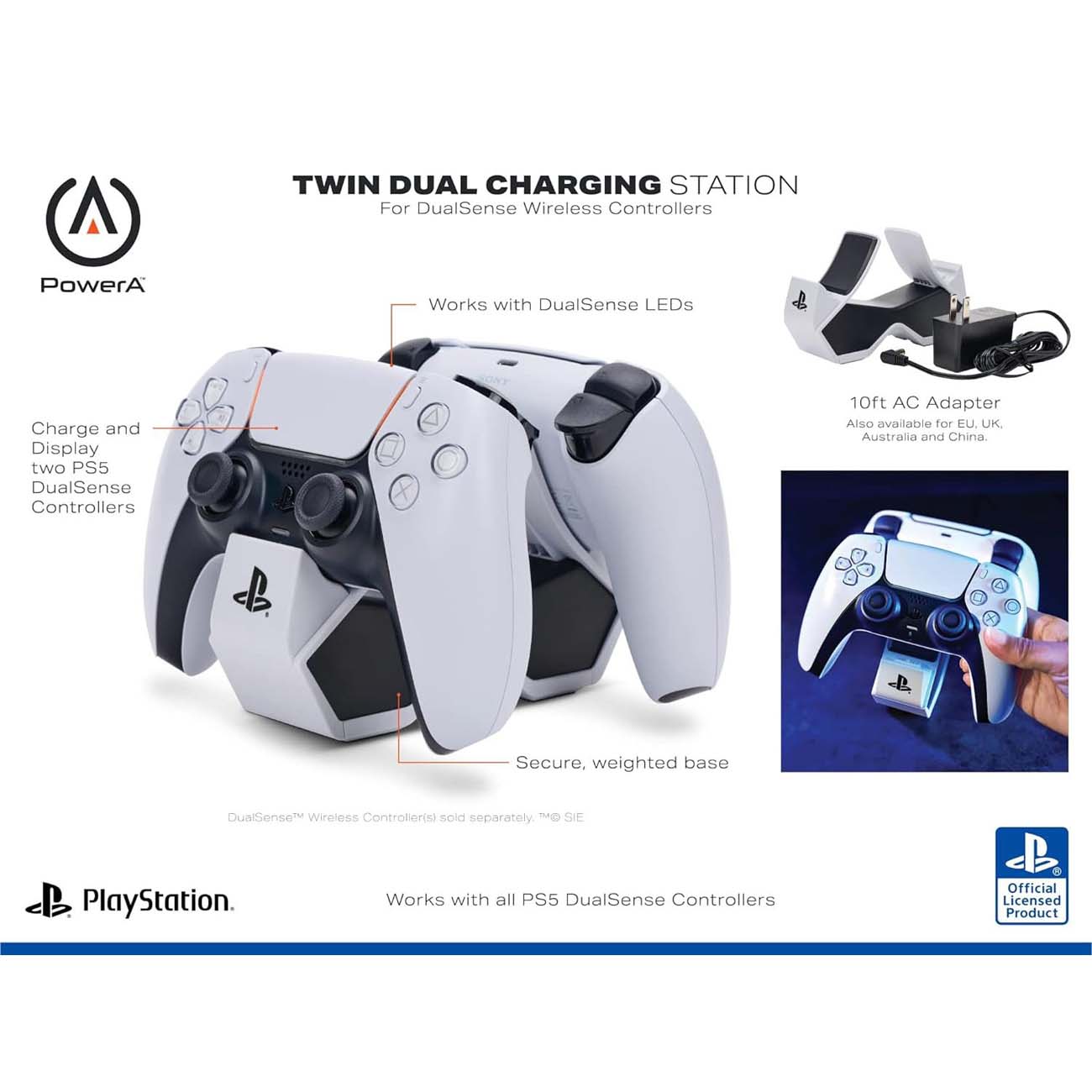 نمای کاربردی از پایه شارژر دسته بازی پاور ای PowerA DualSense Twin Charging Station