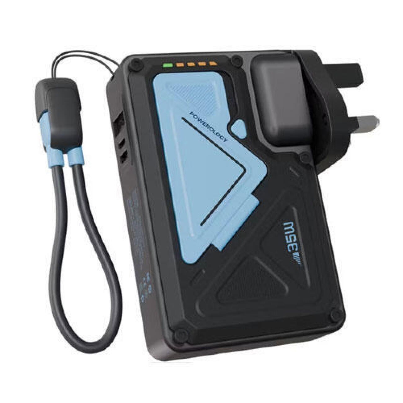 پاوربانک وایرلس و شارژر دیواری پاورولوژی Powerology PPBCHA80 10000 mAh Power Bank Black