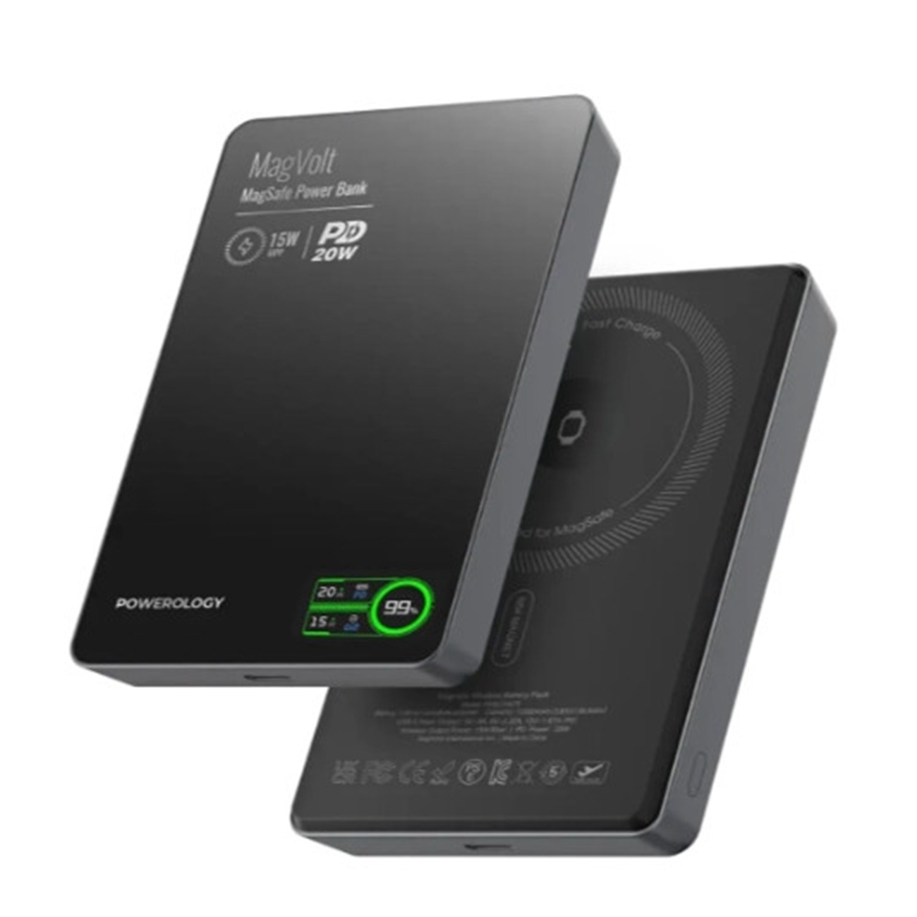 پاوربانک وایرلس پاورولوژی Powerology PPBCHA62 MagVolt 5000mAh Power Bank Black