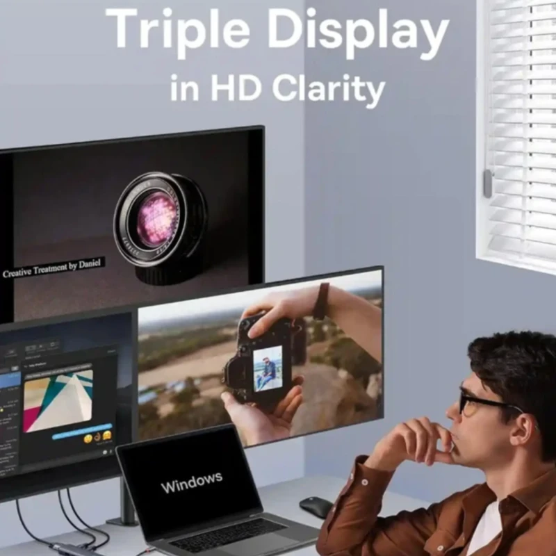 هاب هفت پورت تایپ سی بیسوس Baseus 7 in 1 Triple-Display Hub BS-OH117