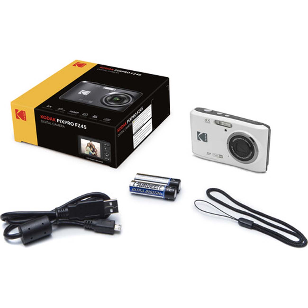 نمای اقلام دوربین کامپکت کداک Kodak Pixpro FZ45 Digital Camera White