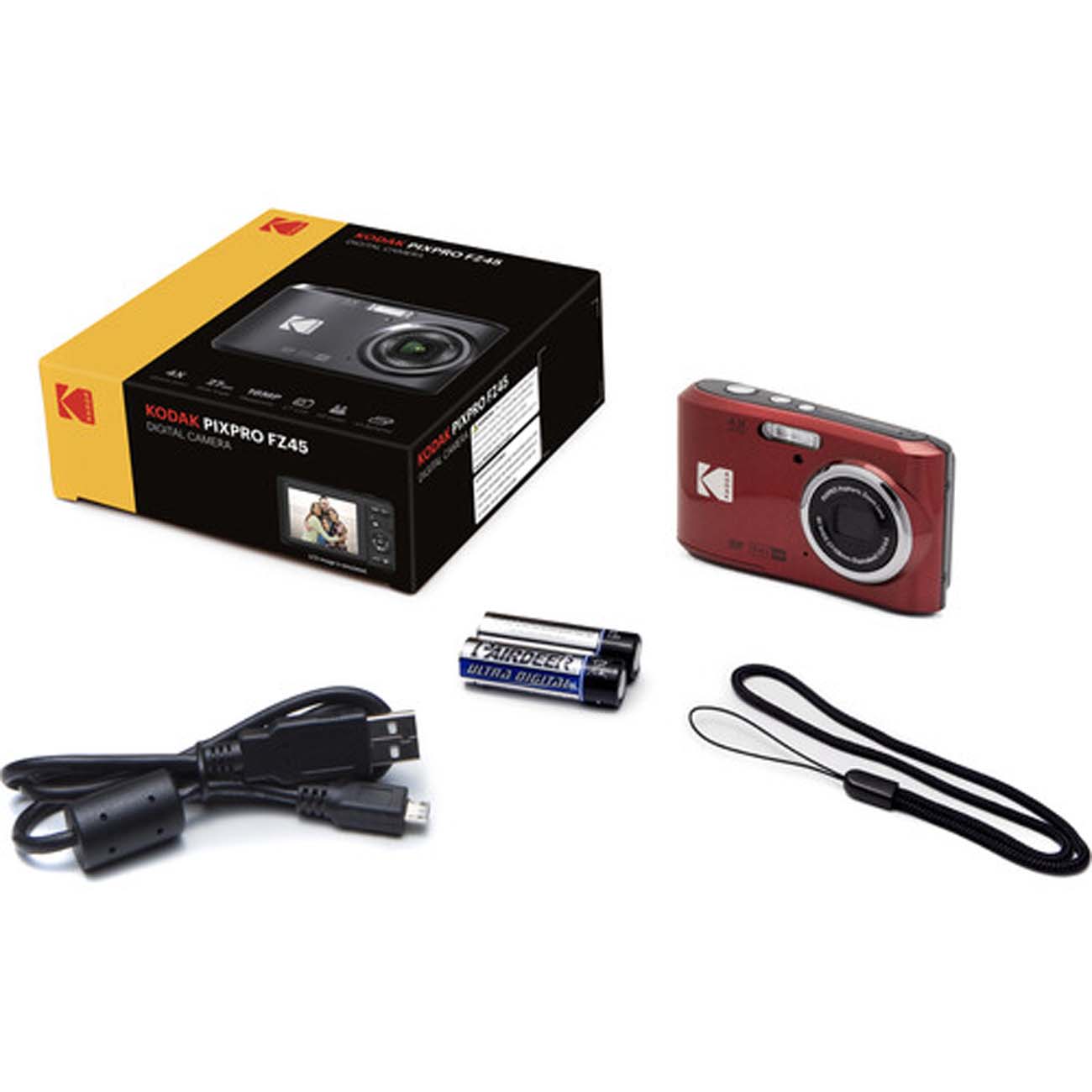 نمای اقلام دوربین کامپکت کداک Kodak Pixpro FZ45 Digital Camera Red