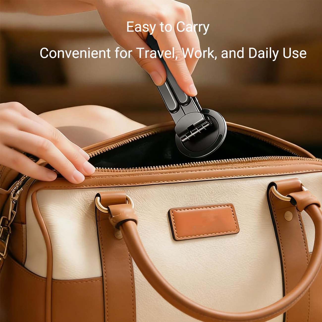 نمای کاربردی پایه نگهدارنده موبایل 3in1 magnetic universal laptop tablet & phone stand