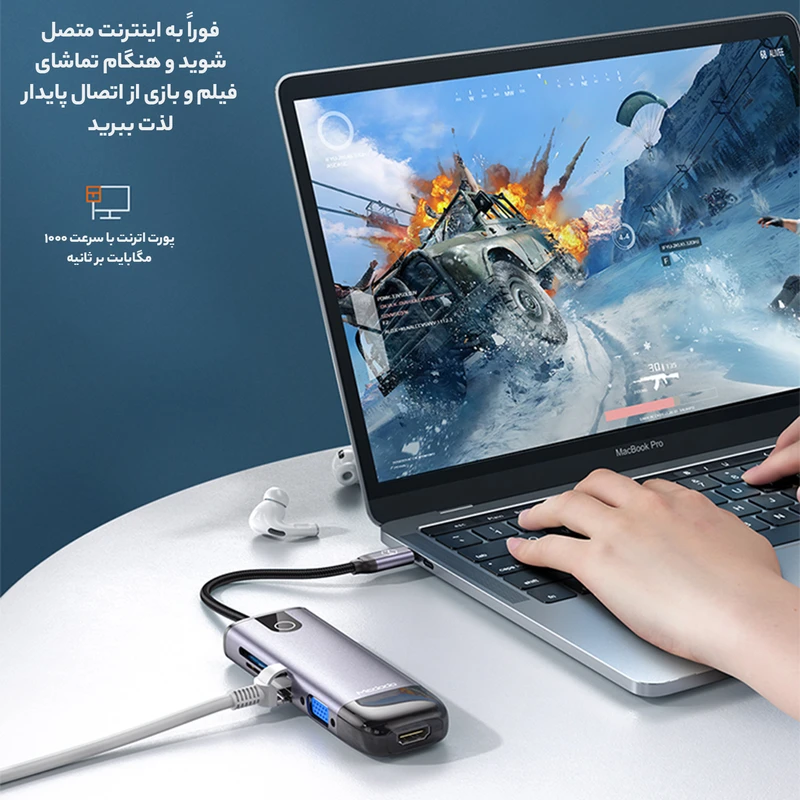 هاب شارژر تایپ سی 10 پورت مک دودو Mcdodo HU-7420 10 in 1 USB-C HUB