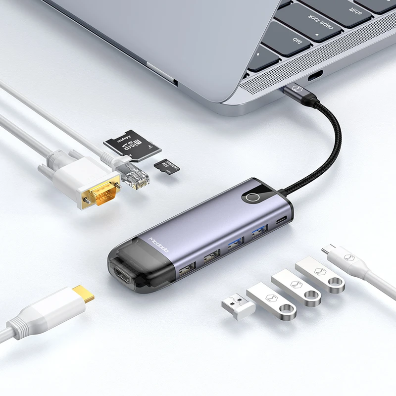 هاب شارژر تایپ سی 10 پورت مک دودو Mcdodo HU-7420 10 in 1 USB-C HUB