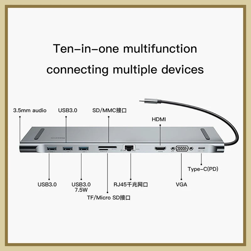 هاب تایپ سی 11 پورت بیسوس Baseus Elitejoy 11-Port Type-C Hub Adapter CATSX-G0G
