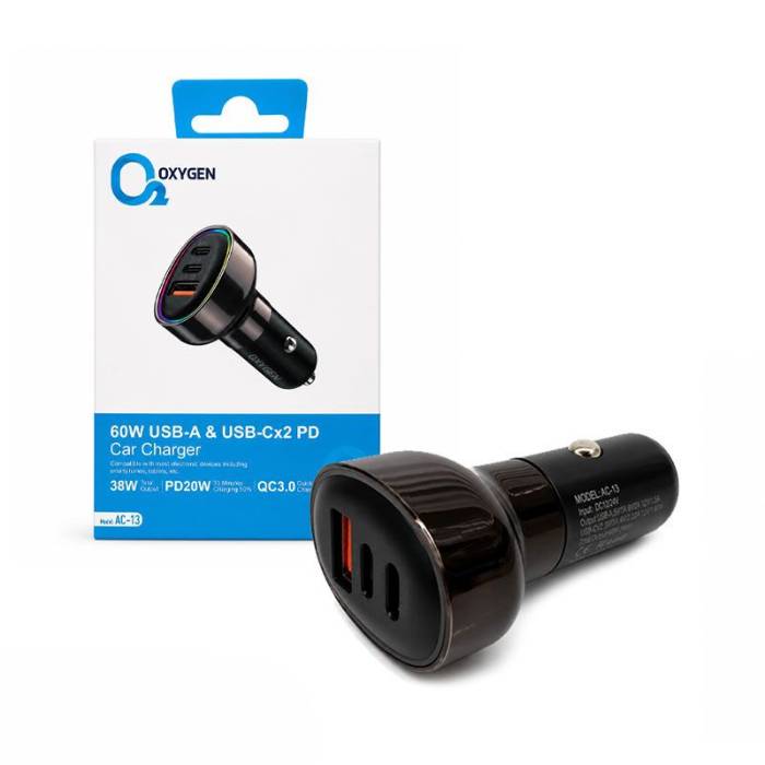 نمای جعبه شارژر فندکی اکسیژن Oxygen AC-13 Fast Car Charger