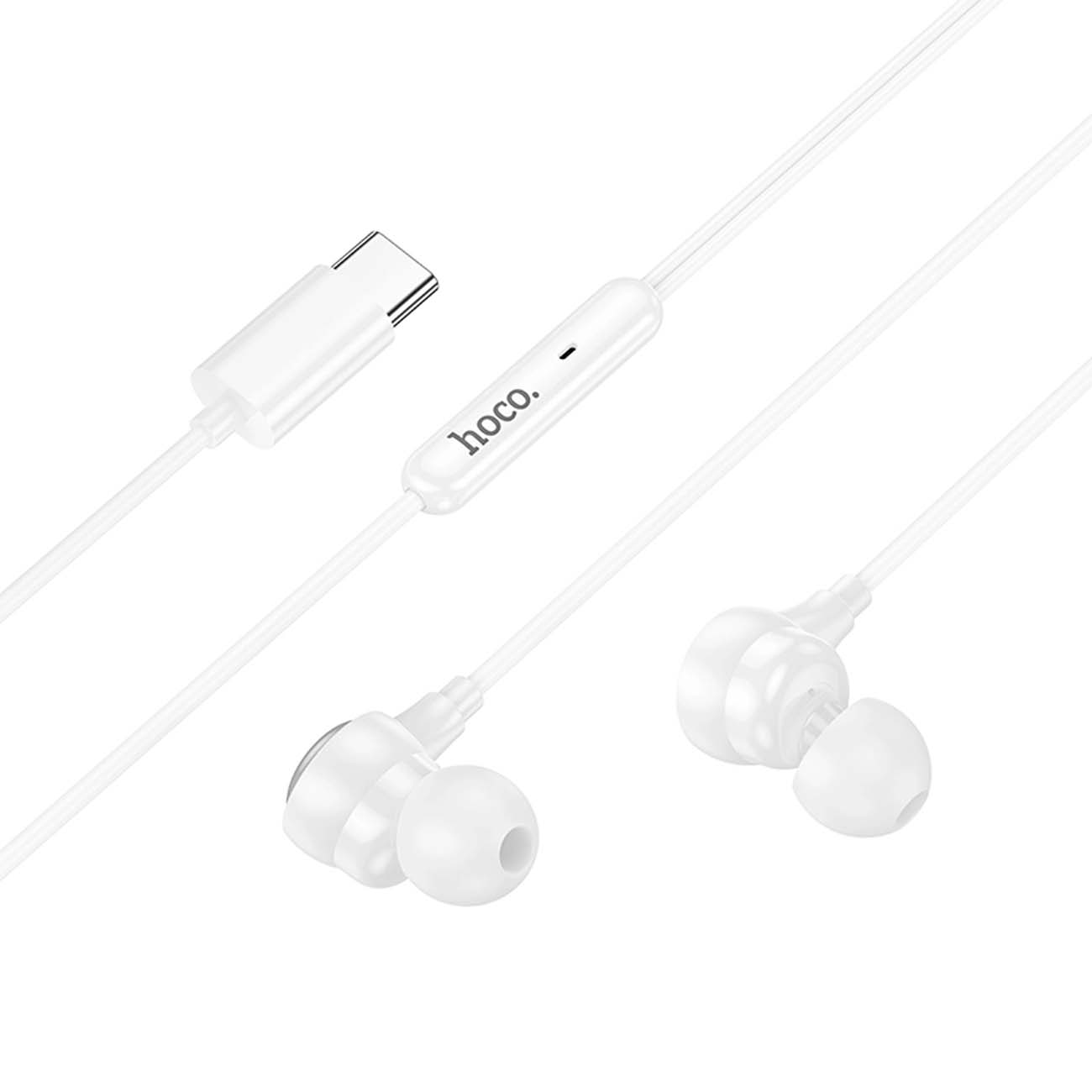 نمای نزدیک هندزفری سیمی هوکو Hoco M116 Type-C Benevolent Universal Digital Wired Handsfree White