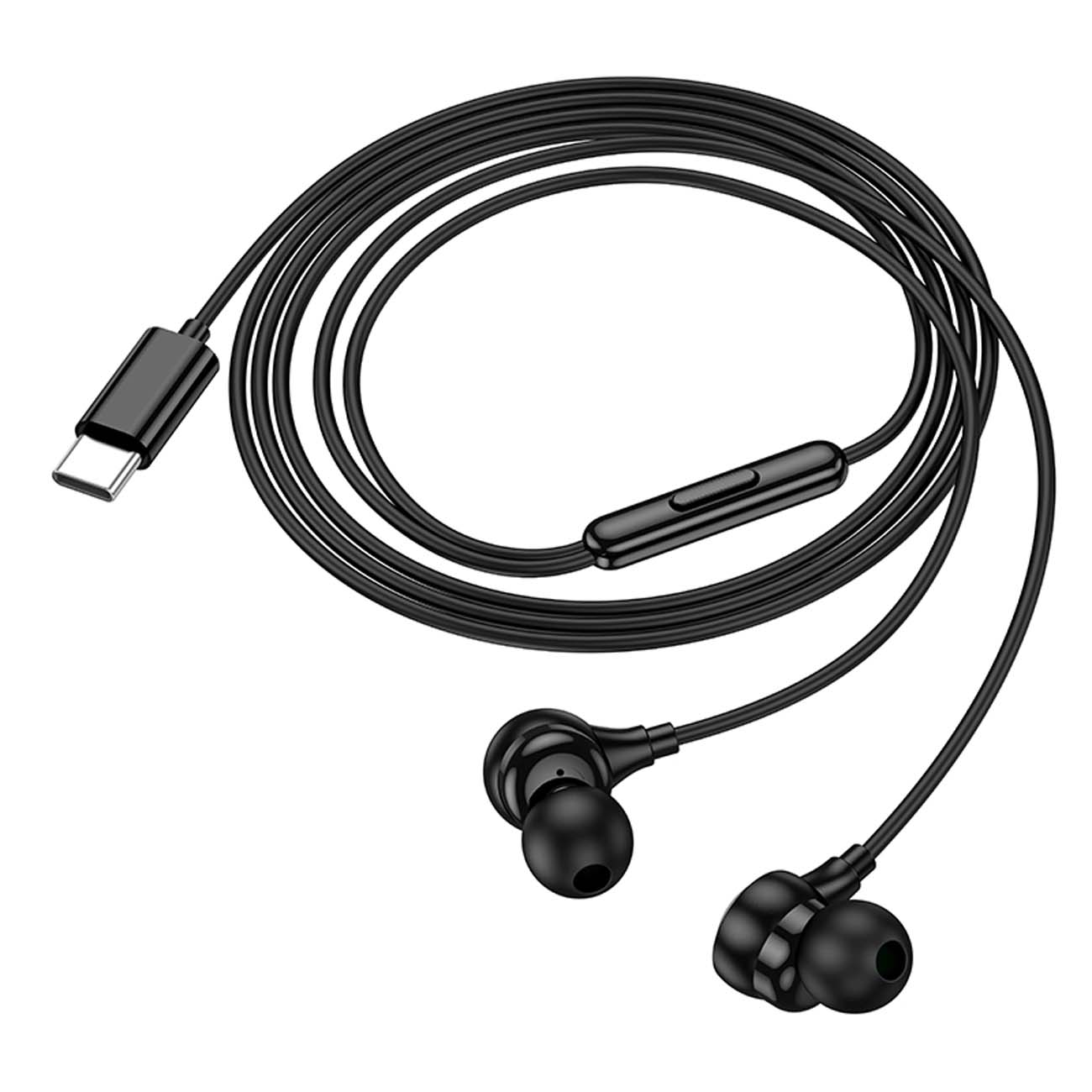 نمای کلی هندزفری سیمی هوکو Hoco M116 Type-C Benevolent Universal Digital Wired Handsfree Black