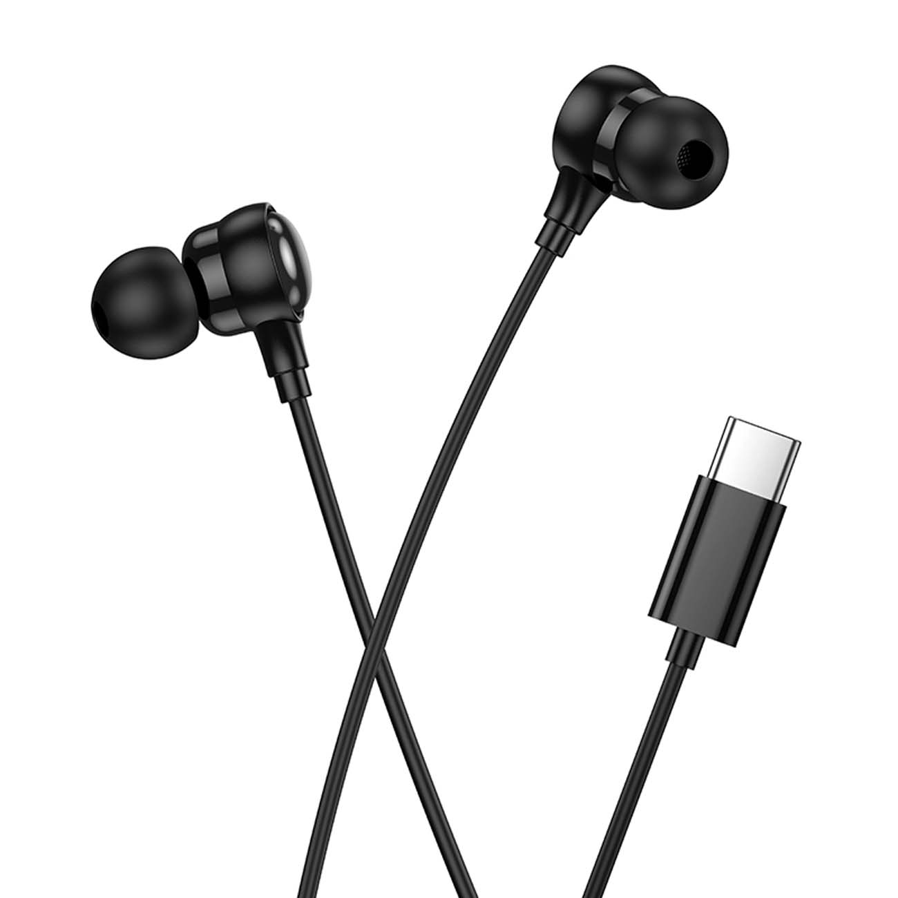 نمای نزدیک هندزفری سیمی هوکو Hoco M116 Type-C Benevolent Universal Digital Wired Handsfree Black