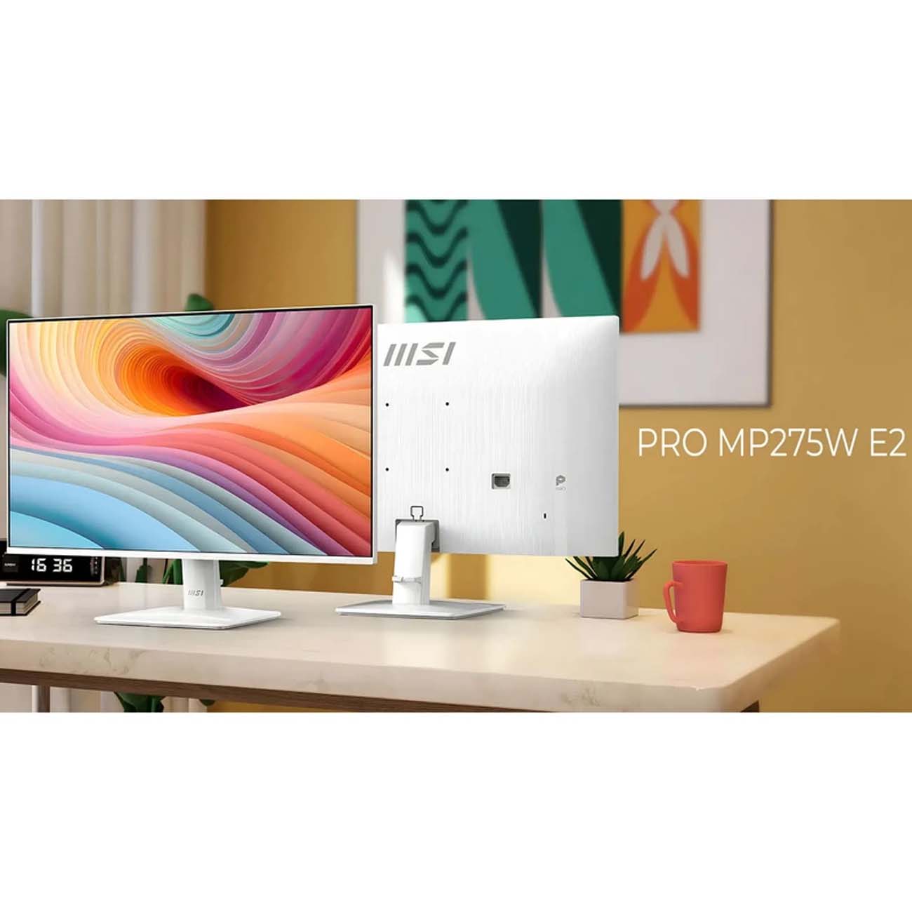 نمای کاربردی مانیتور ام اس آی MSI PRO MP275 E2 27-Inch Business & Productivity Monitor White