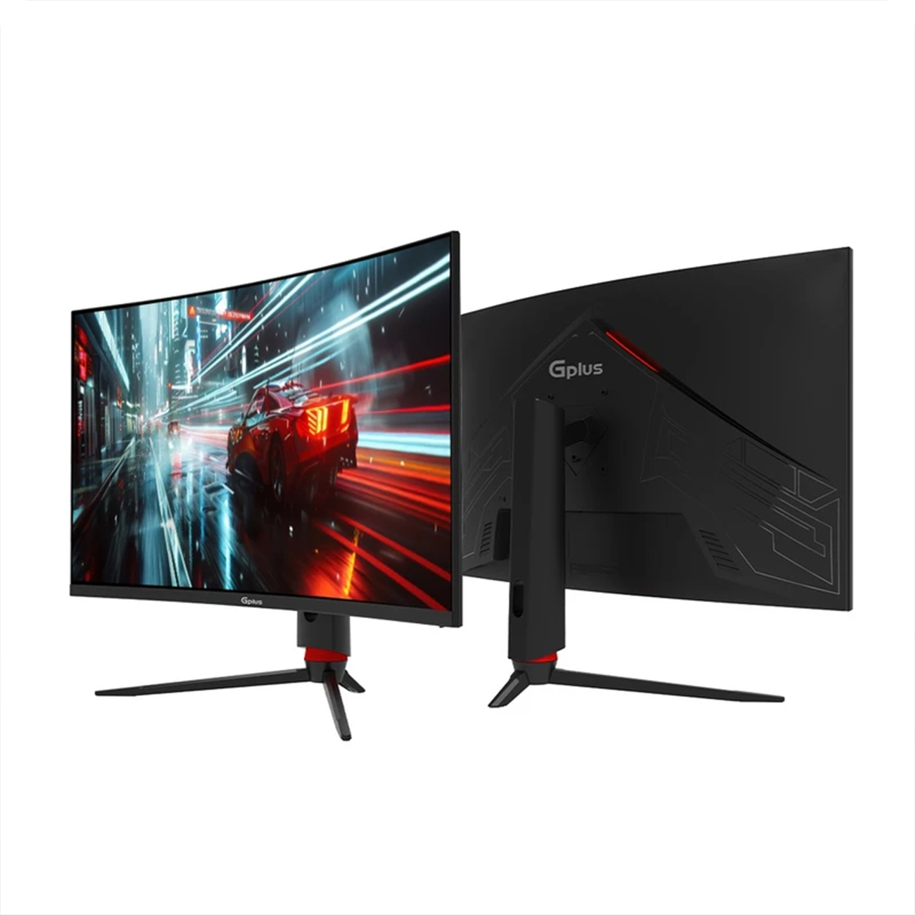 عکس سه رخ از مانیتور خمیده گیمینگ جی پلاس 32 اینچ GPlus 32-inch GGM-K329QN Curved Gaming Monitor