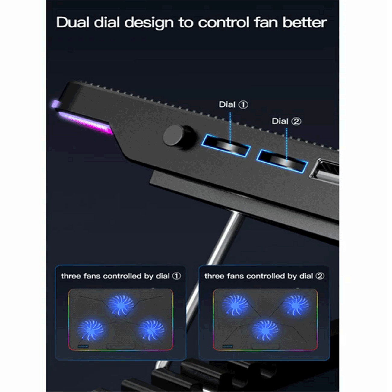 پایه خنک کننده لپ تاپ کول کلد CoolCold F5RGB Laptop Cooling Pad