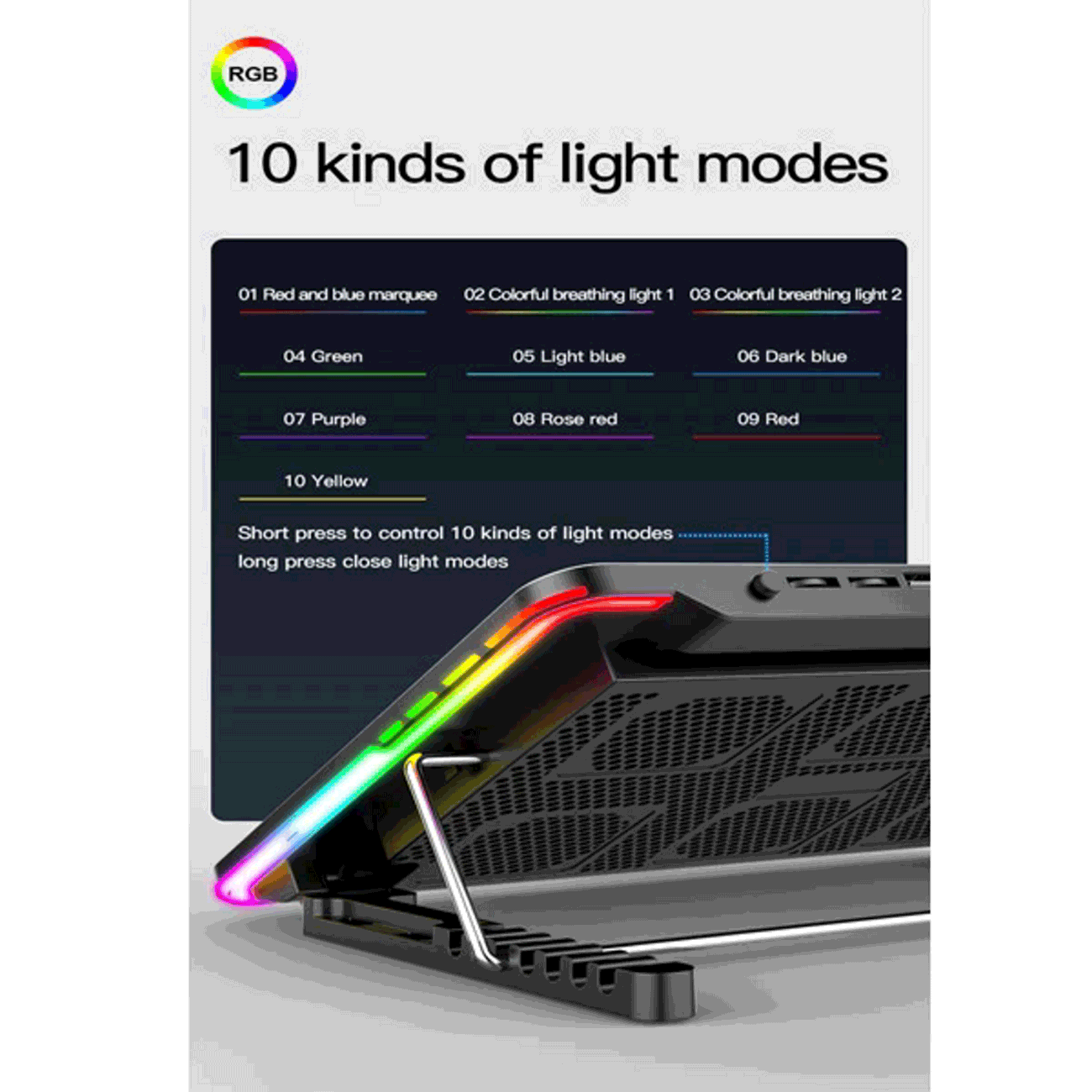 پایه خنک کننده لپ تاپ کول کلد CoolCold F5RGB Laptop Cooling Pad