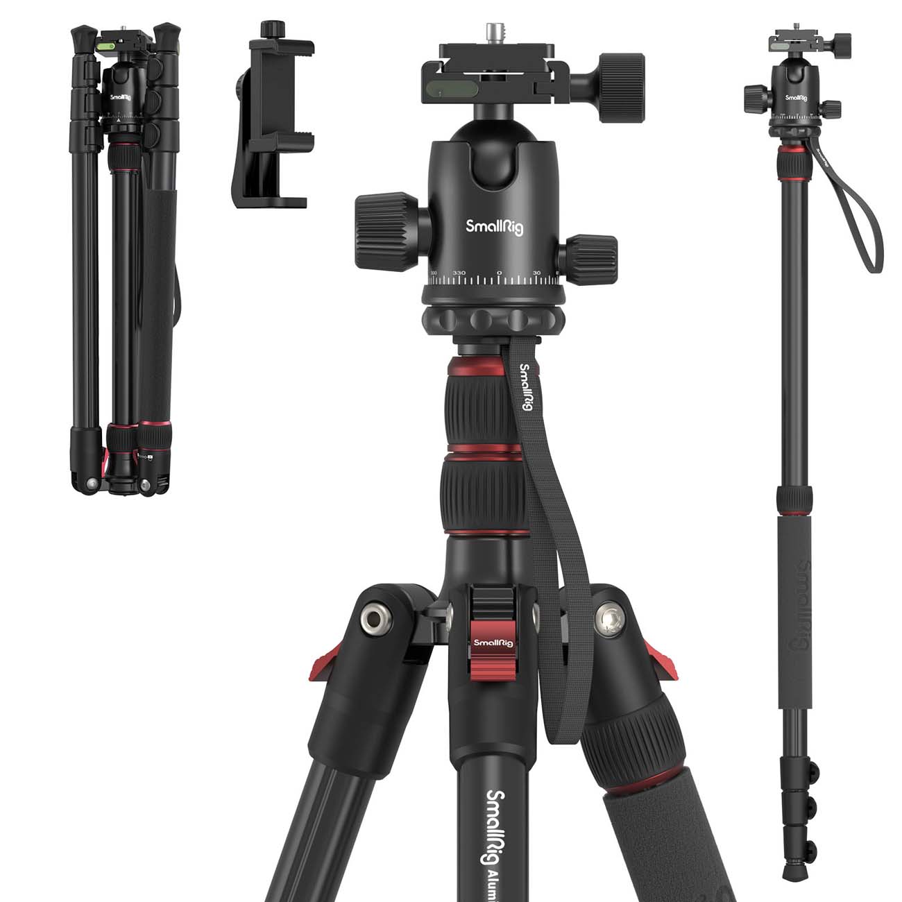 نمای اقلام سه‌پایه دوربین اسمال ریگ SmallRig CT-10 Aluminum Camera Tripod
